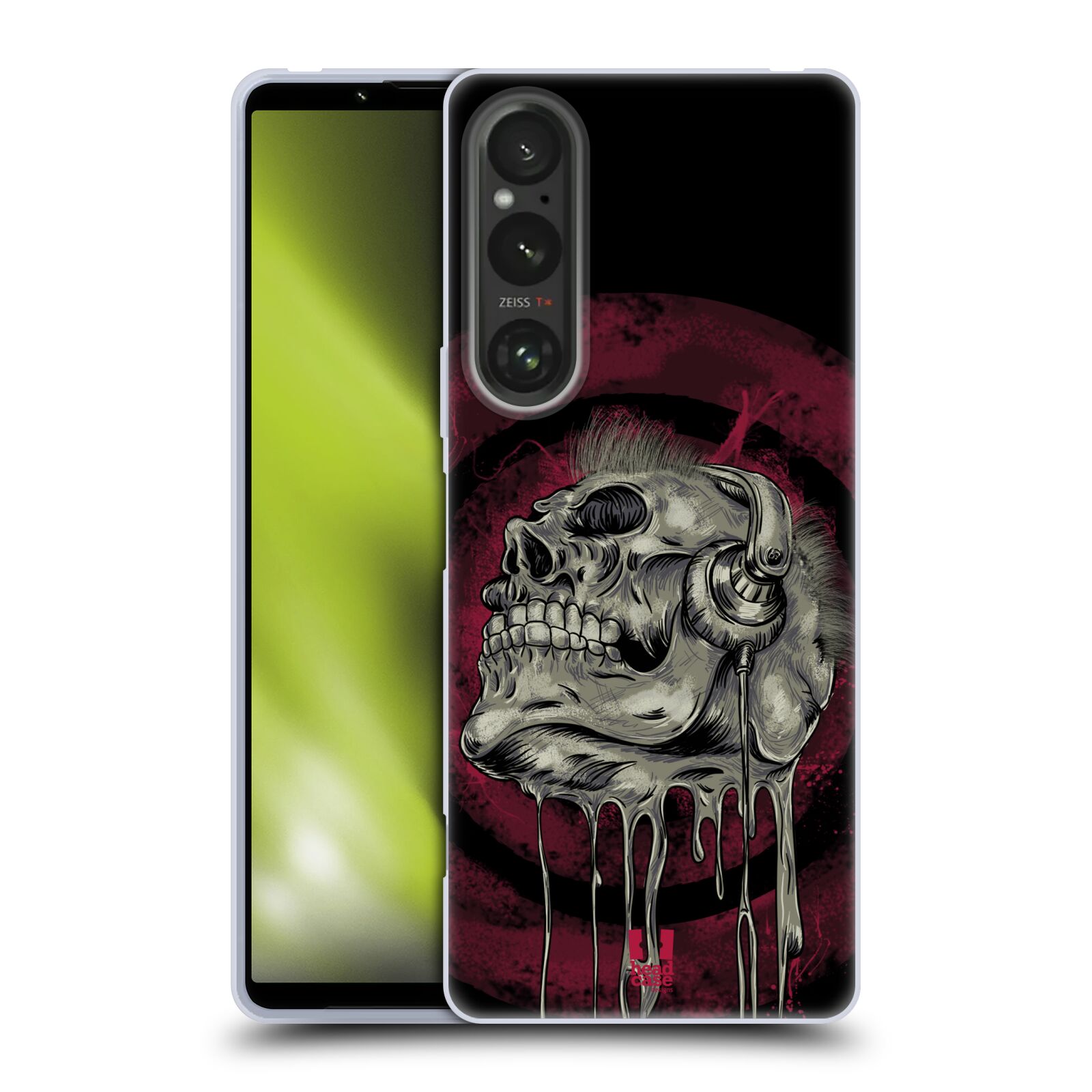 Silikonové pouzdro - Sony Xperia 1 V - Head Case - ROCKOVÁ LEBKA (Silikonový kryt, obal, pouzdro na mobilní telefon Sony Xperia 1 V s motivem ROCKOVÁ LEBKA)