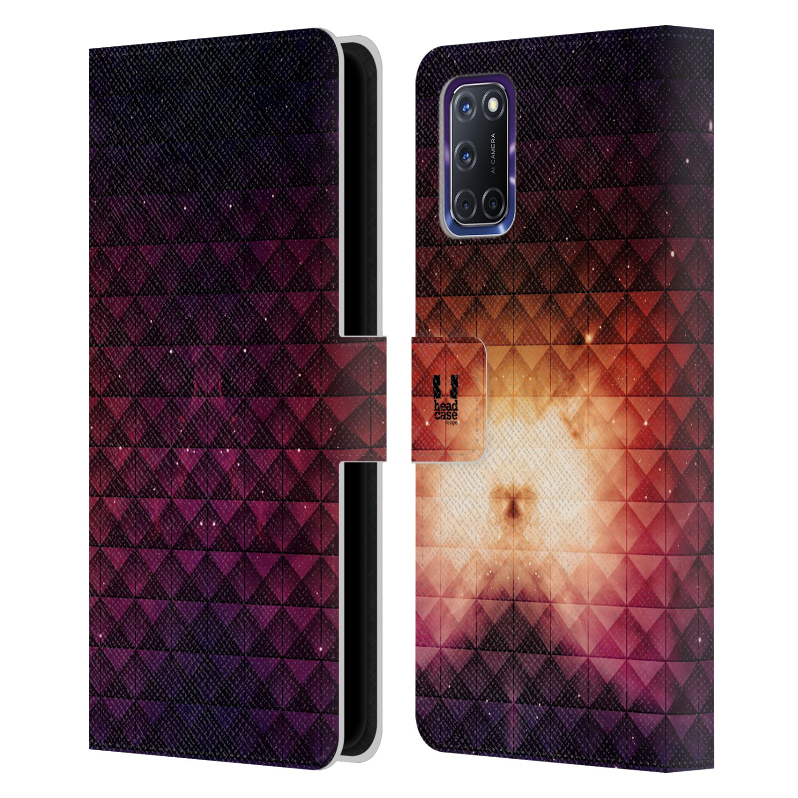 FUNDA BILLETERA HEAD CASE DESIGNS CON TACHUELAS DE CUERO OMBRE LIBRO PARA TELÉFONOS OPPO - Imagen 7 de 13