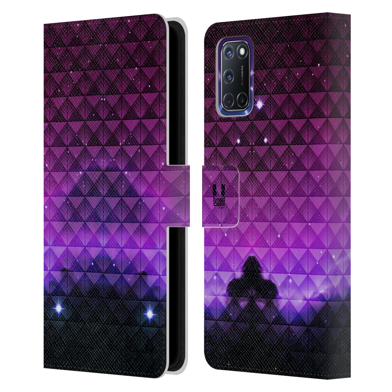FUNDA BILLETERA HEAD CASE DESIGNS CON TACHUELAS DE CUERO OMBRE LIBRO PARA TELÉFONOS OPPO - Imagen 9 de 13