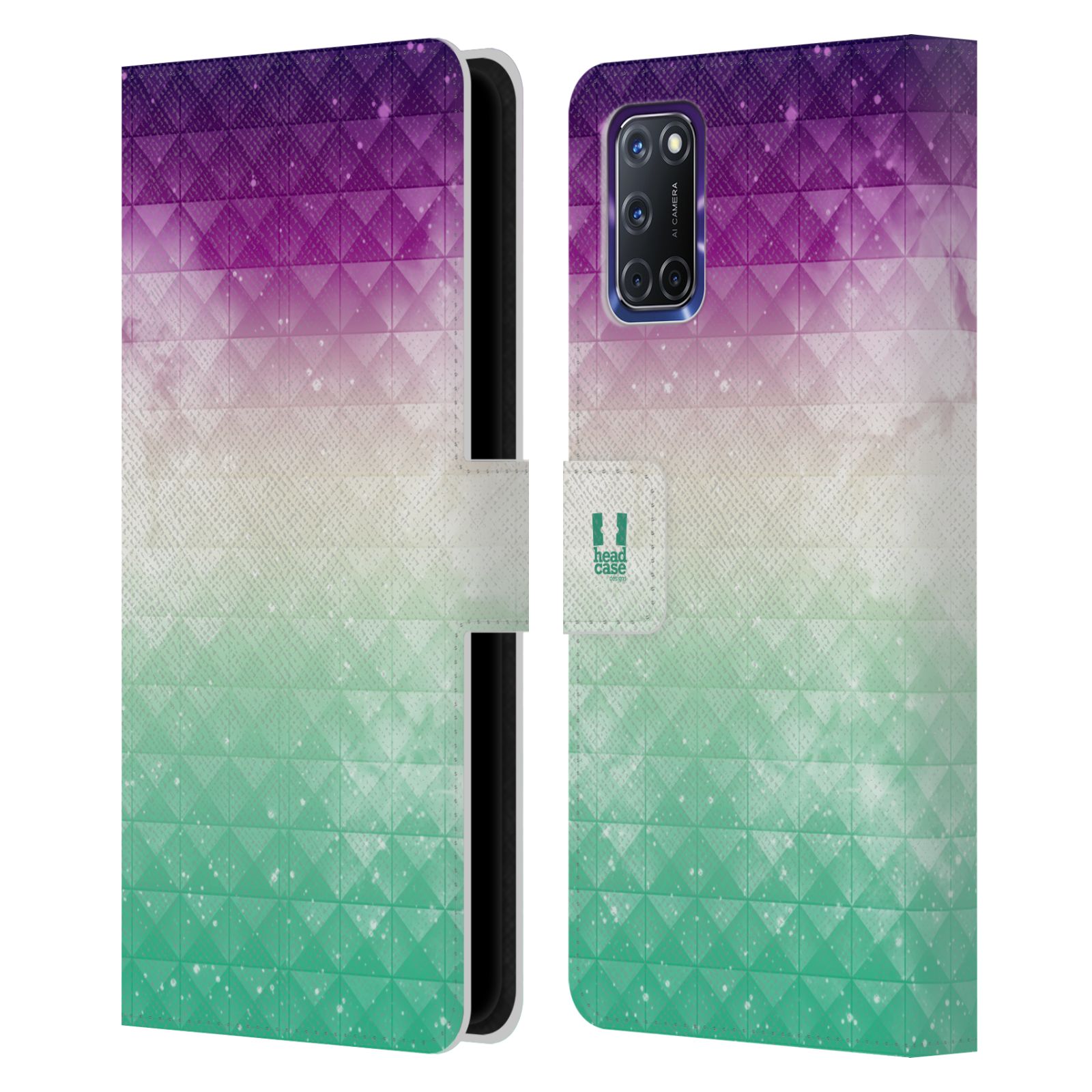 FUNDA BILLETERA HEAD CASE DESIGNS CON TACHUELAS DE CUERO OMBRE LIBRO PARA TELÉFONOS OPPO - Imagen 10 de 13