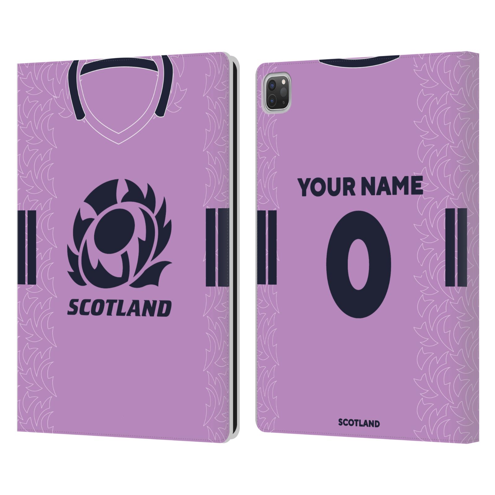 CUSTOM PERSONALIZED SCOTLAND RUGBY 2022/23 KIT LEATHER BOOK CASE FOR APPLE iPAD - Picture 7 of 8