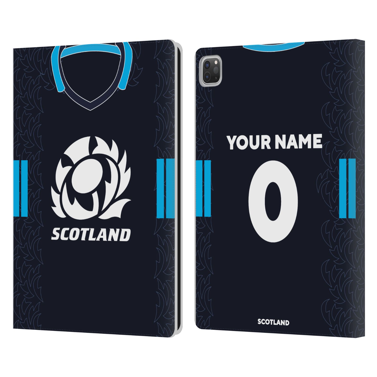 CUSTOM PERSONALIZED SCOTLAND RUGBY 2022/23 KIT LEATHER BOOK CASE FOR APPLE iPAD - Picture 8 of 8