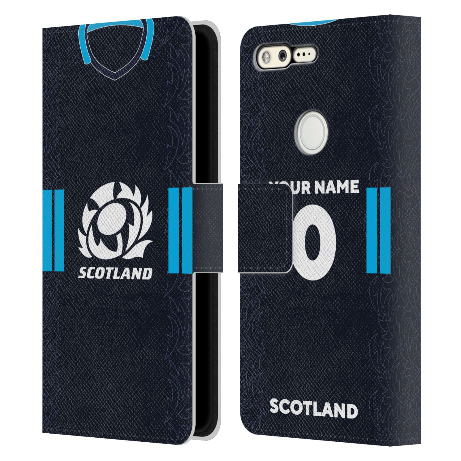 PERSONALISED SCOTLAND RUGBY 2022/23 KIT LEATHER BOOK CASE FOR GOOGLE PHONES - 第 8/8 張圖片