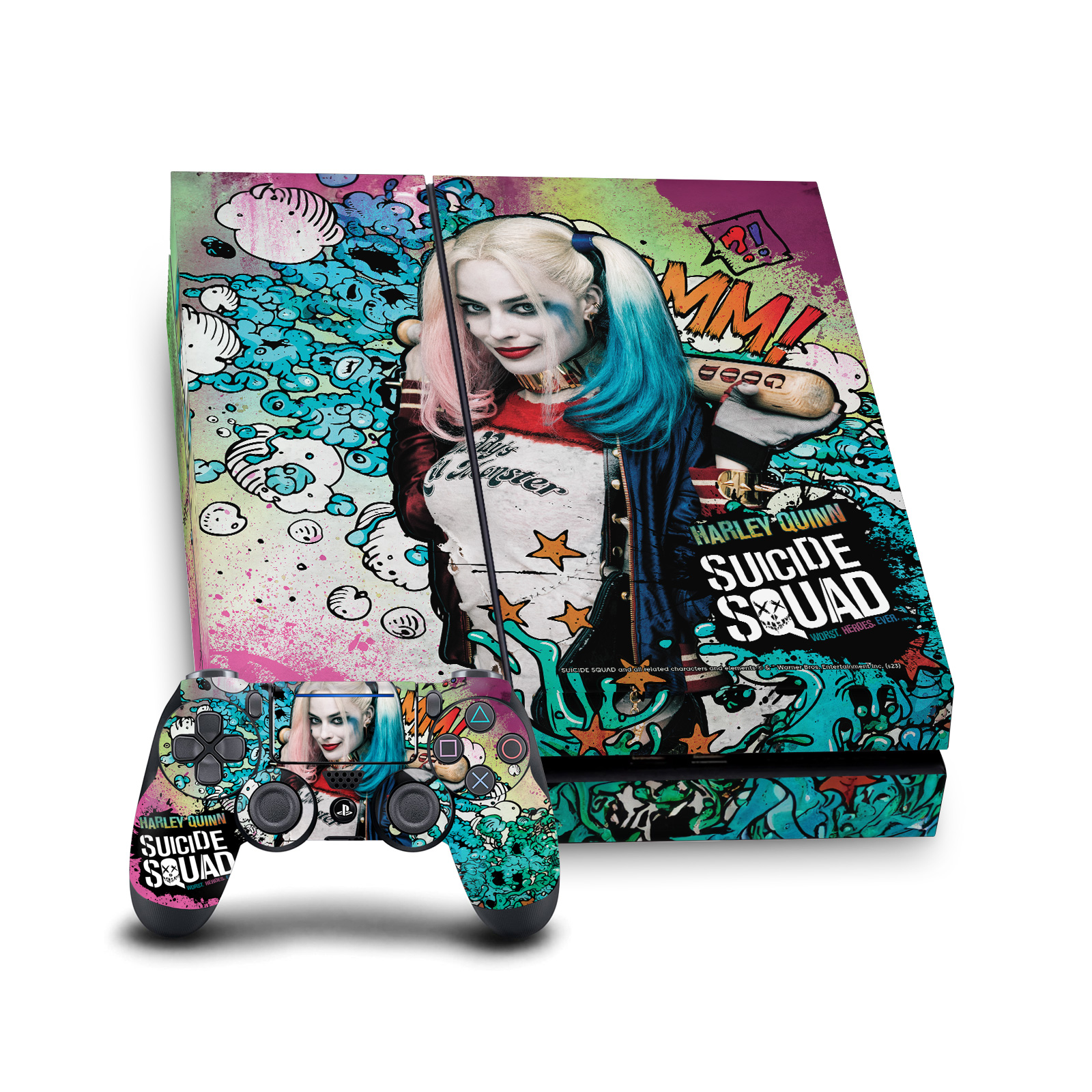 SUICIDE SQUAD 2016 GRAPHICS VINYL SKIN DECAL FOR SONY PS4 CONSOLE & CONTROLLER