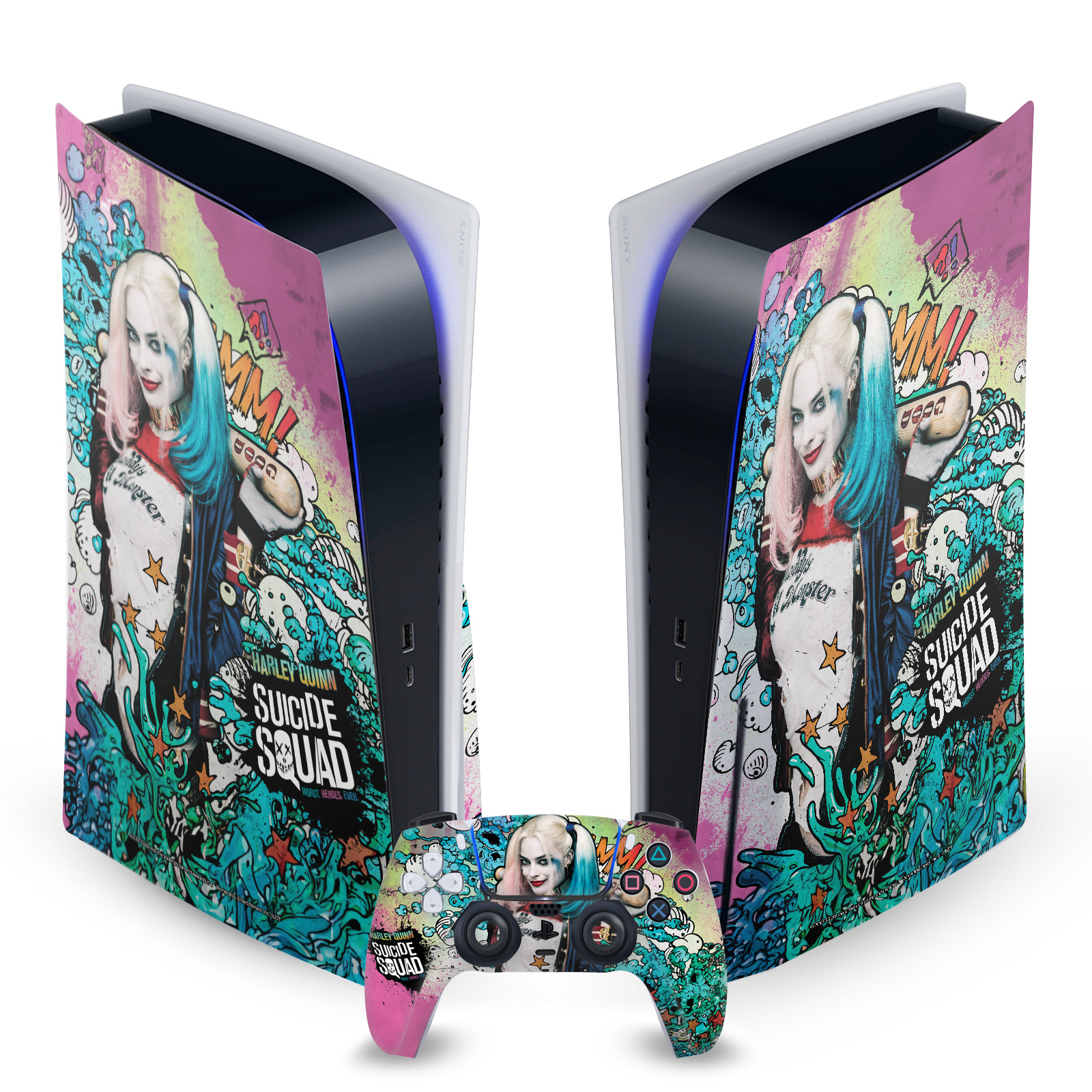 OFFICIAL SUICIDE SQUAD 2016 GRAPHICS VINYL SKIN FOR SONY PS5 DISC EDITION BUNDLE