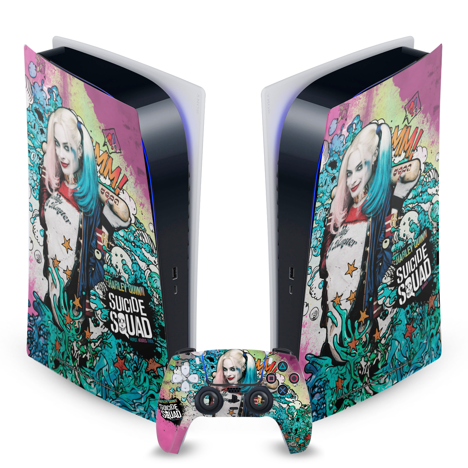 SUICIDE SQUAD 2016 GRAPHICS VINYL SKIN DECAL FOR SONY PS5 DIGITAL EDITION BUNDLE