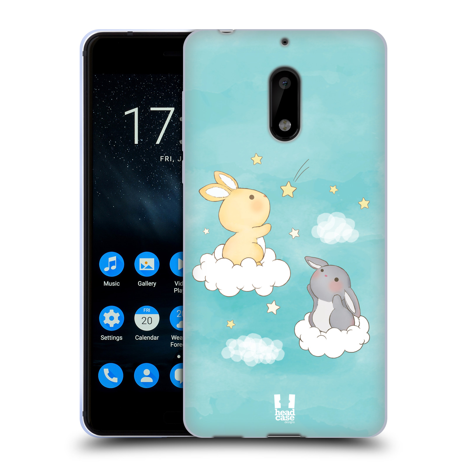 CUSTODIA IN GEL MORBIDA HEAD CASE DESIGNS STARCATCHER CONIGLIETTI PER TELEFONI NOKIA 1 - Foto 8 di 12