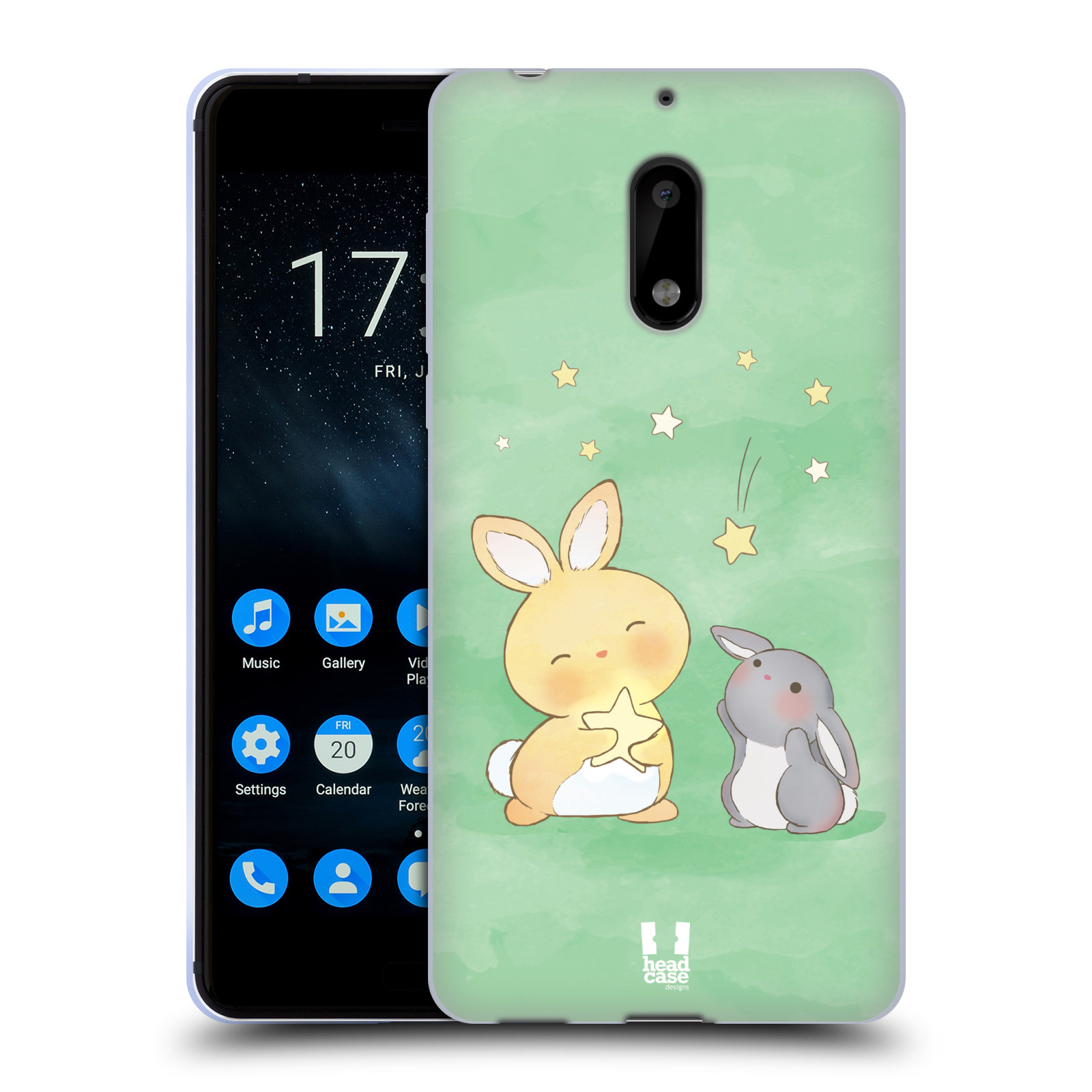 CUSTODIA IN GEL MORBIDA HEAD CASE DESIGNS STARCATCHER CONIGLIETTI PER TELEFONI NOKIA 1 - Foto 9 di 12