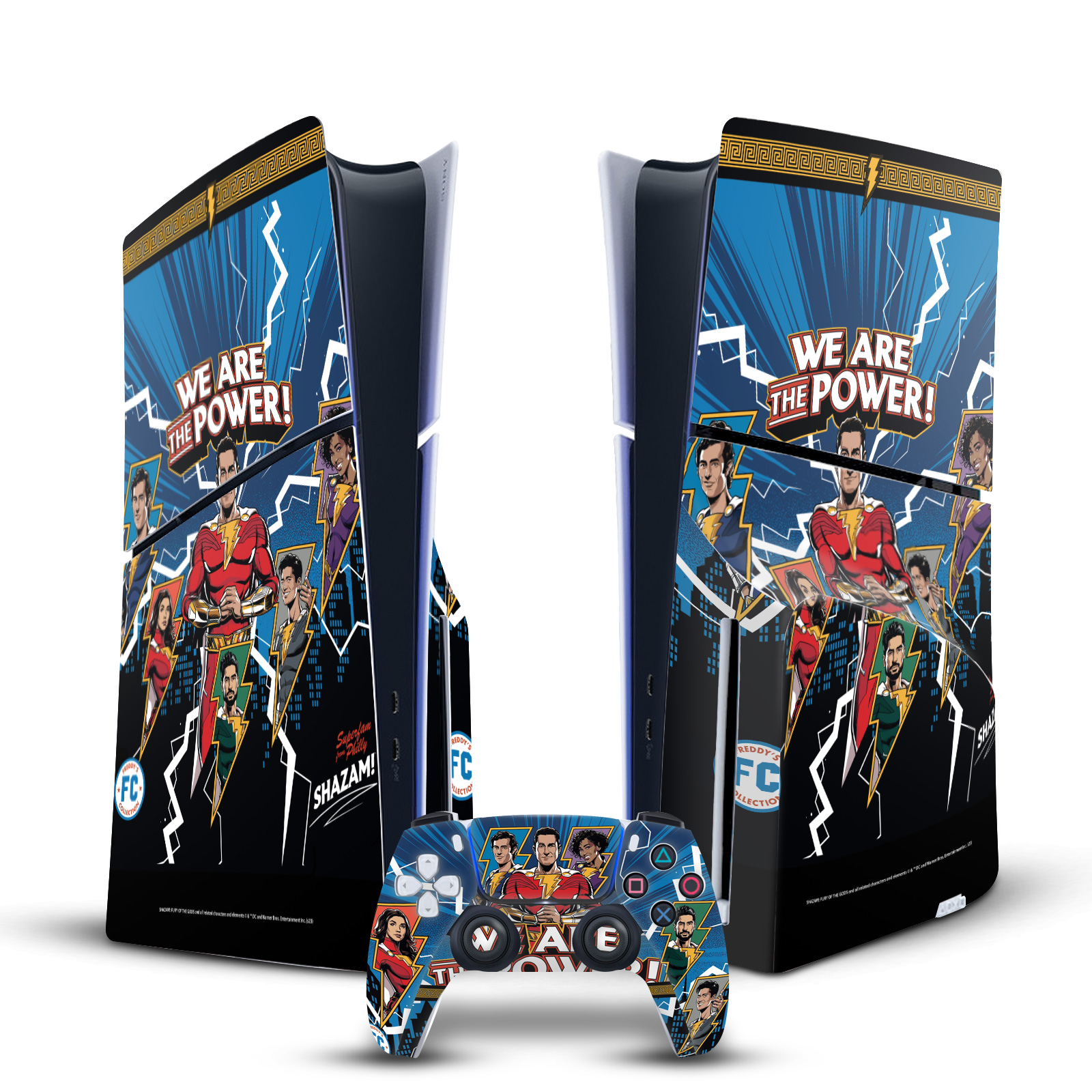 SHAZAM!: FURY OF THE GODS GRAPHICS VINYL SKIN FOR PS5 SLIM DISC EDITION BUNDLE