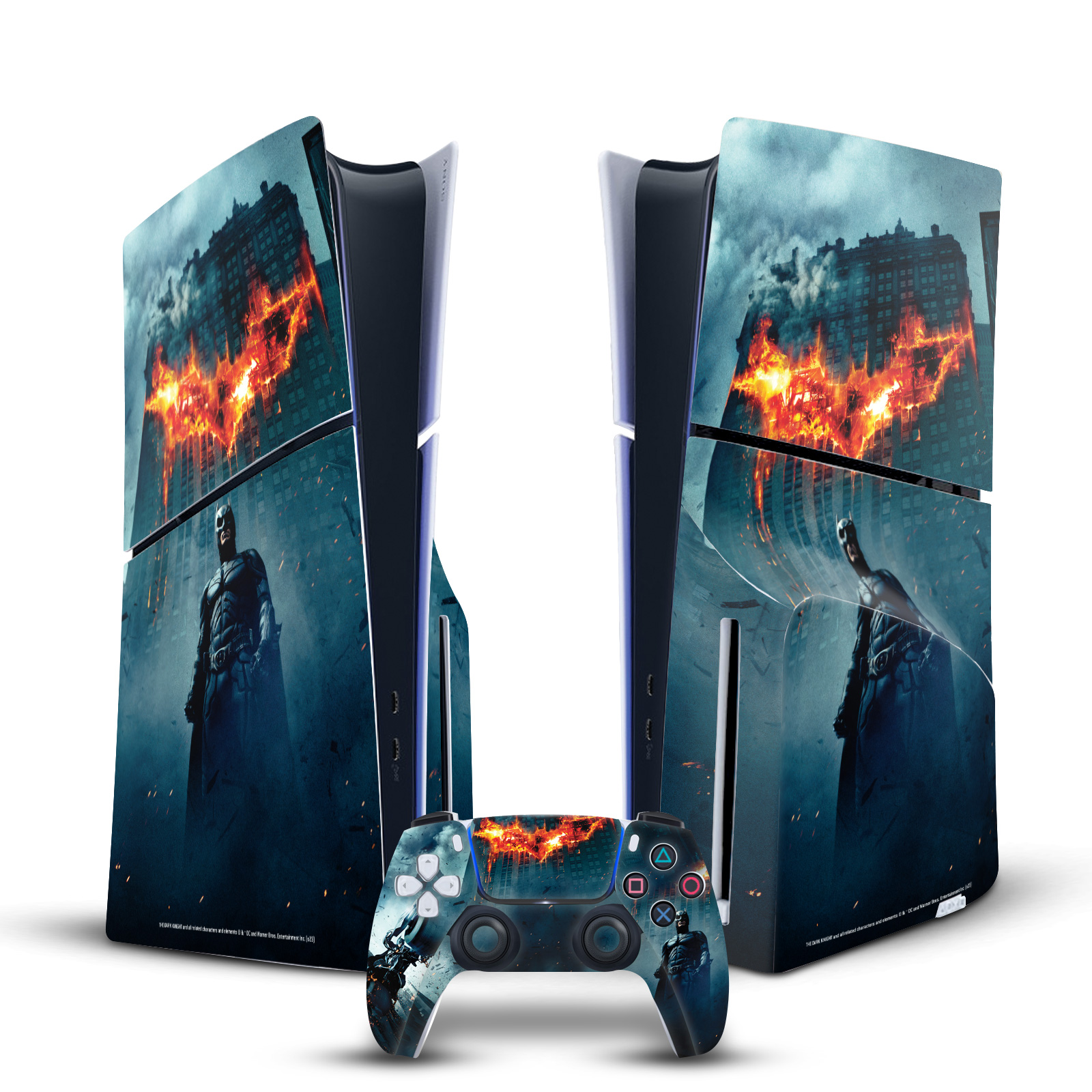 THE DARK KNIGHT KEY ART VINYL SKIN FOR SONY PS5 SLIM DISC CONSOLE & CONTROLLER