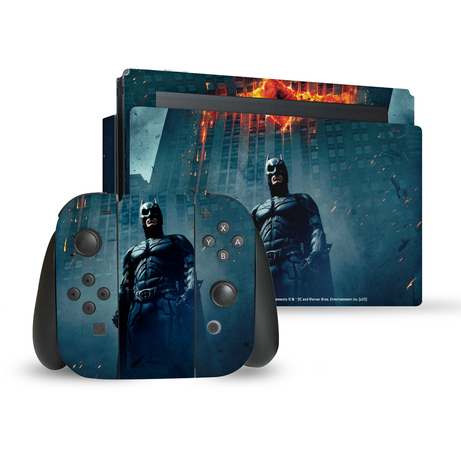 OFFICIAL THE DARK KNIGHT KEY ART VINYL SKIN DECAL FOR NINTENDO SWITCH BUNDLE