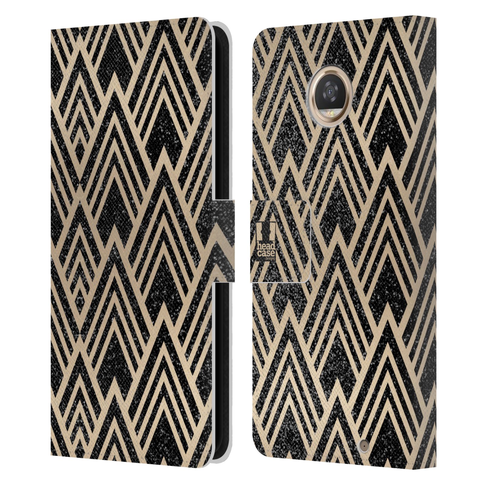 HEAD CASE TEXTURED ART DECO PATTERNS LEATHER BOOK CASE FOR MOTOROLA PHONES - Picture 9 of 10