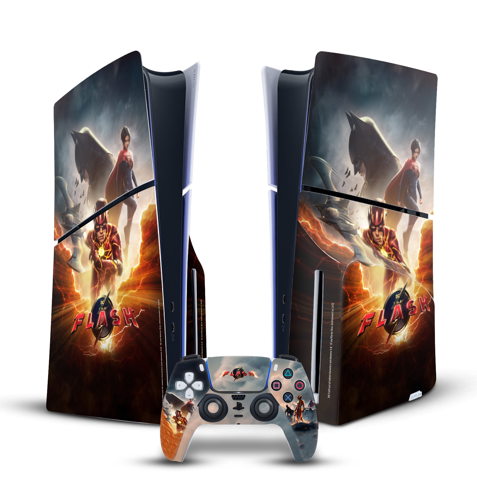 THE FLASH 2023 GRAPHIC ART VINYL SKIN FOR PS5 SLIM DISC CONSOLE & CONTROLLER