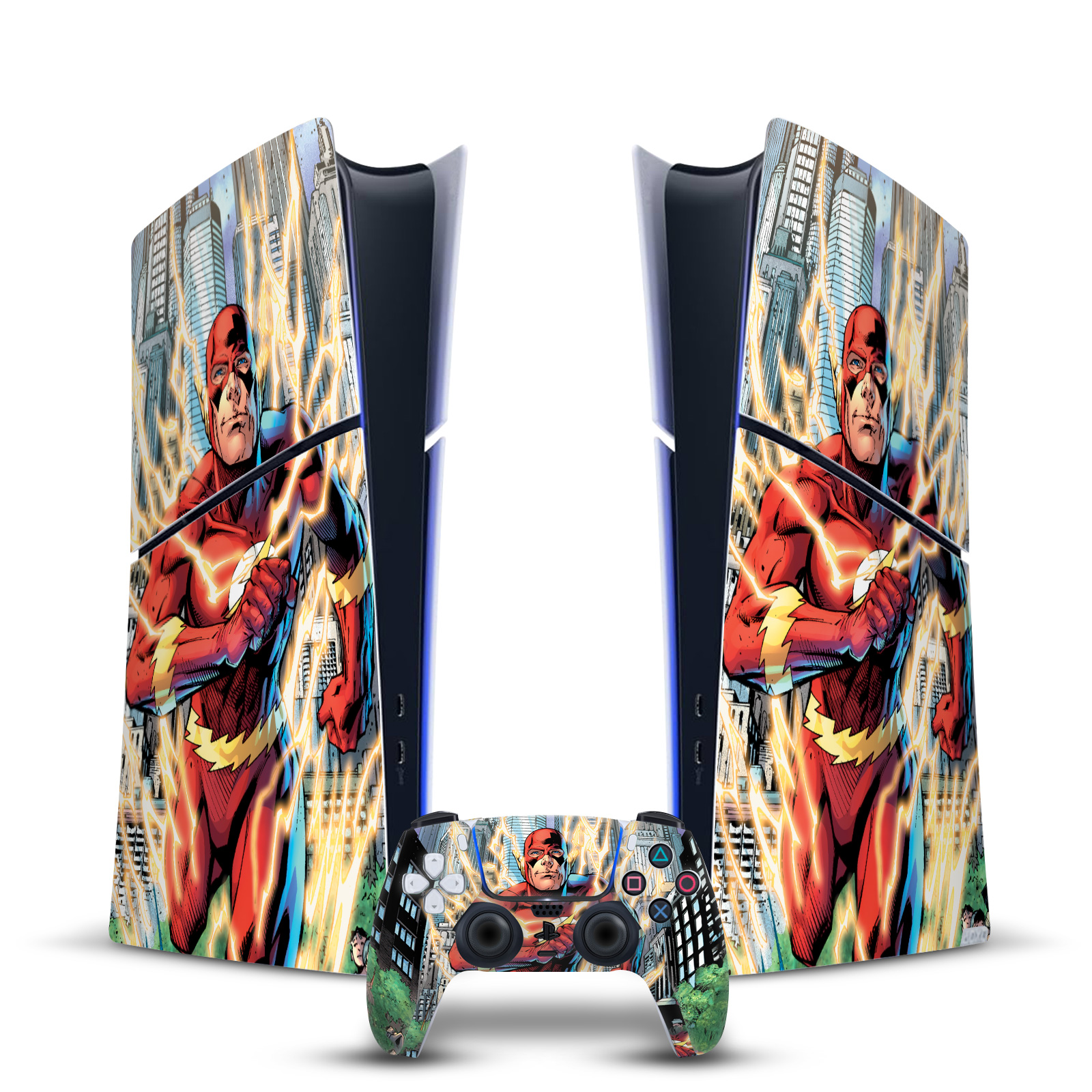 THE FLASH DC COMICS COMIC BOOK ART VINYL SKIN DECAL FOR PS5 SLIM DIGITAL BUNDLE