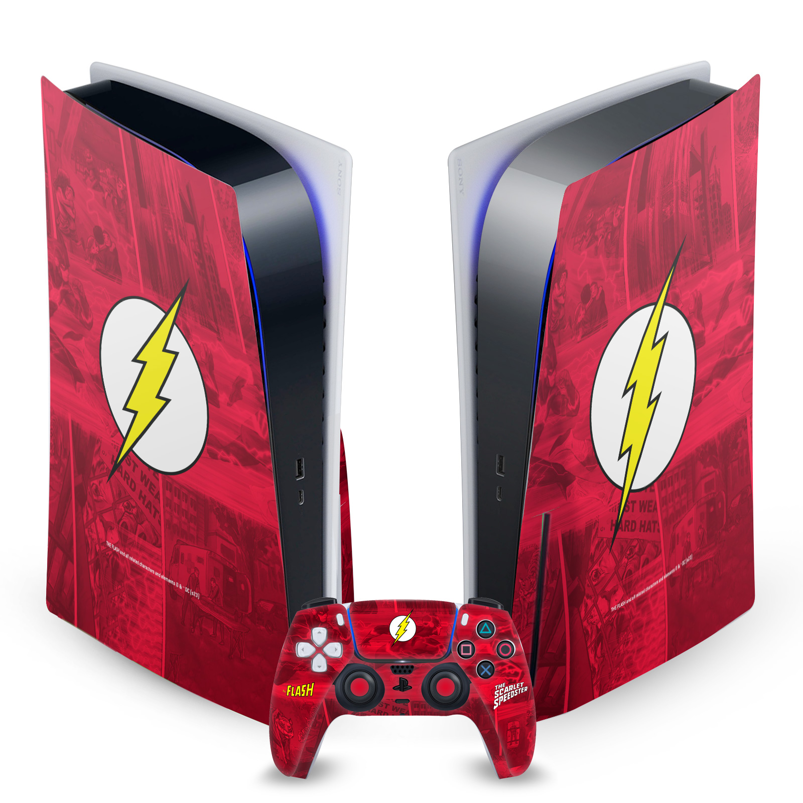 THE FLASH DC COMICS COMIC BOOK ART VINYL SKIN FOR SONY PS5 DISC EDITION BUNDLE