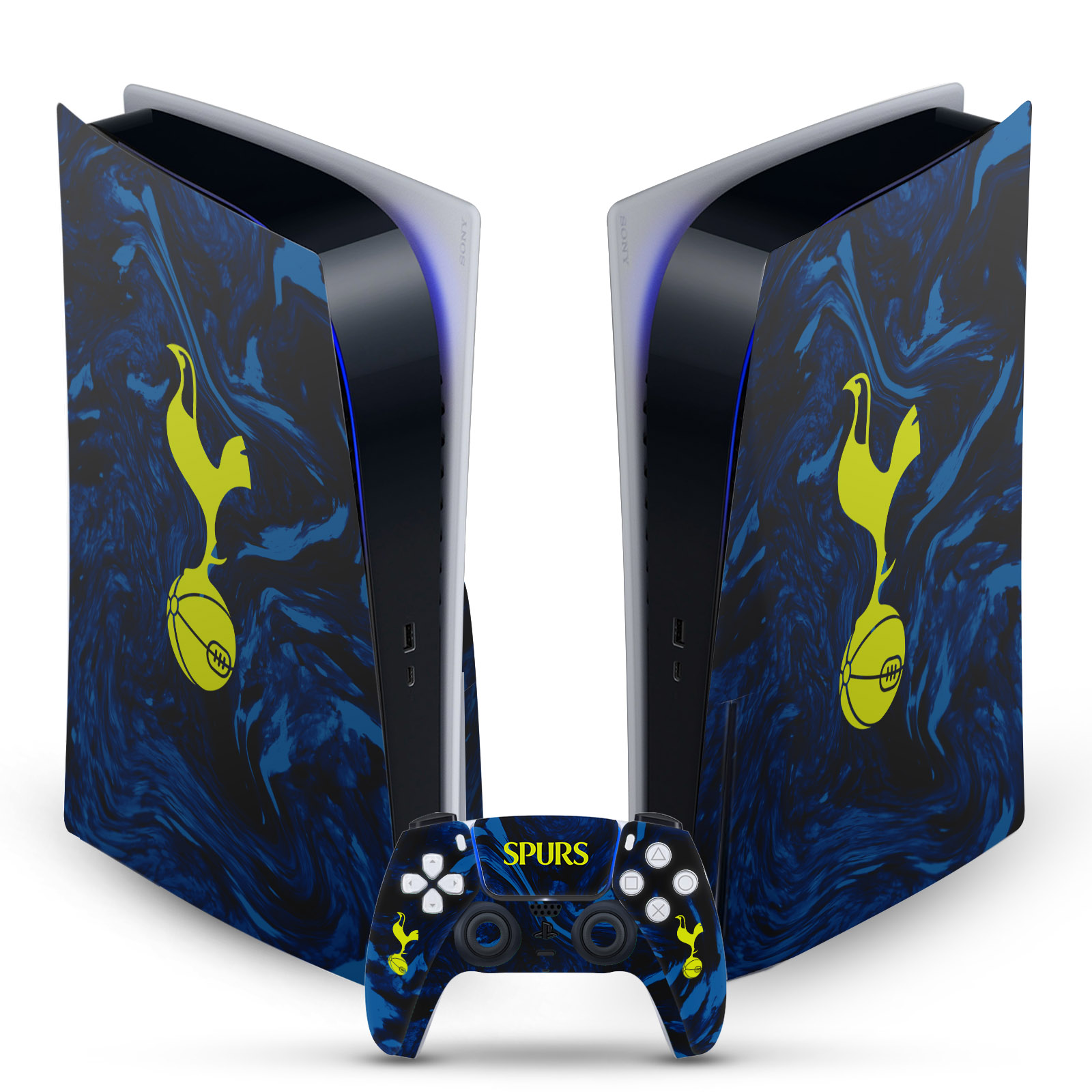 TOTTENHAM HOTSPUR F.C. LOGO ART VINYL SKIN FOR SONY PS5 DISC EDITION BUNDLE