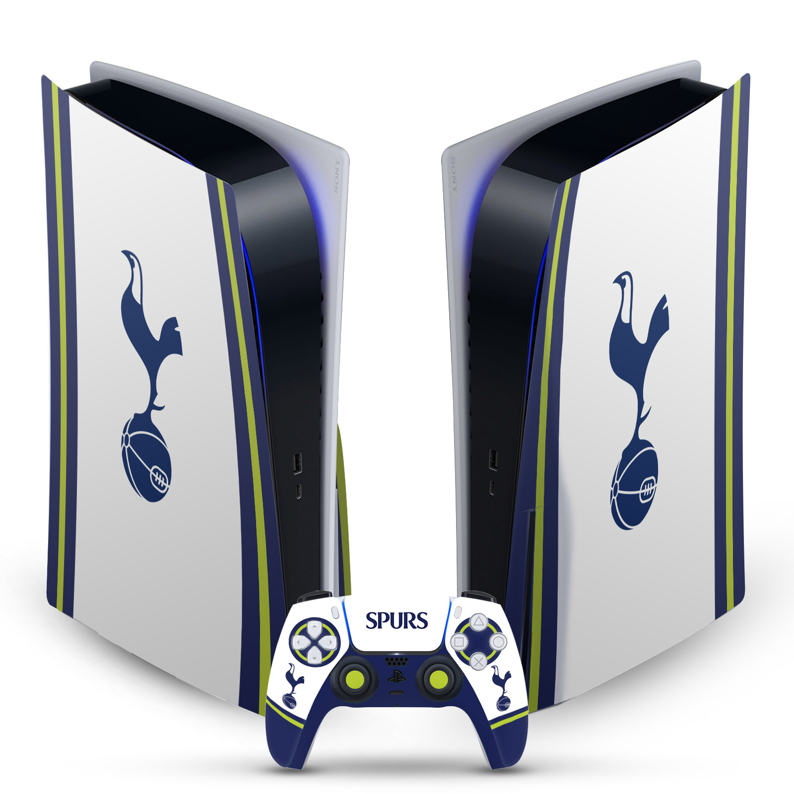 TOTTENHAM HOTSPUR F.C. LOGO ART VINYL SKIN FOR SONY PS5 DISC EDITION BUNDLE