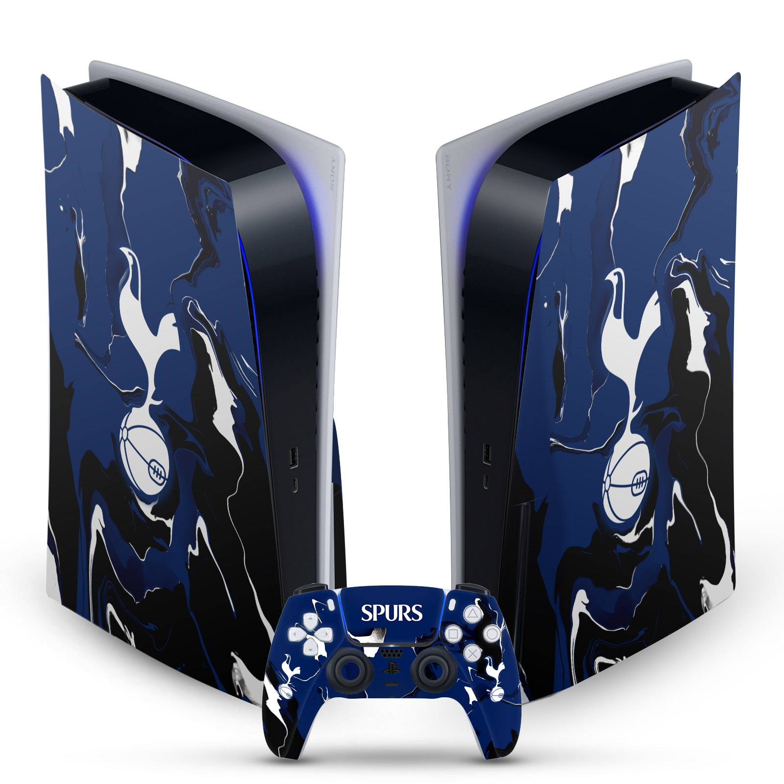 TOTTENHAM HOTSPUR F.C. LOGO ART VINYL SKIN FOR SONY PS5 DISC EDITION BUNDLE