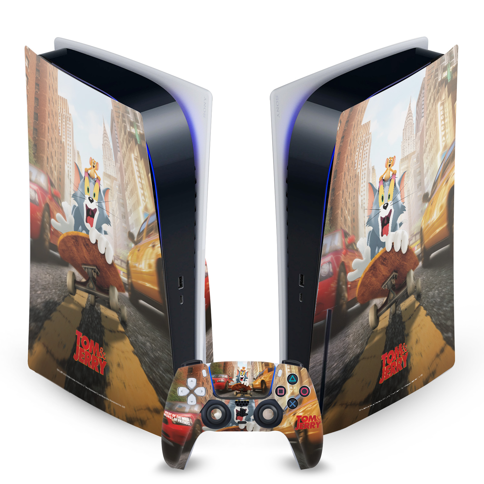 TOM AND JERRY MOVIE (2021) GRAPHICS VINYL SKIN FOR SONY PS5 DISC EDITION BUNDLE