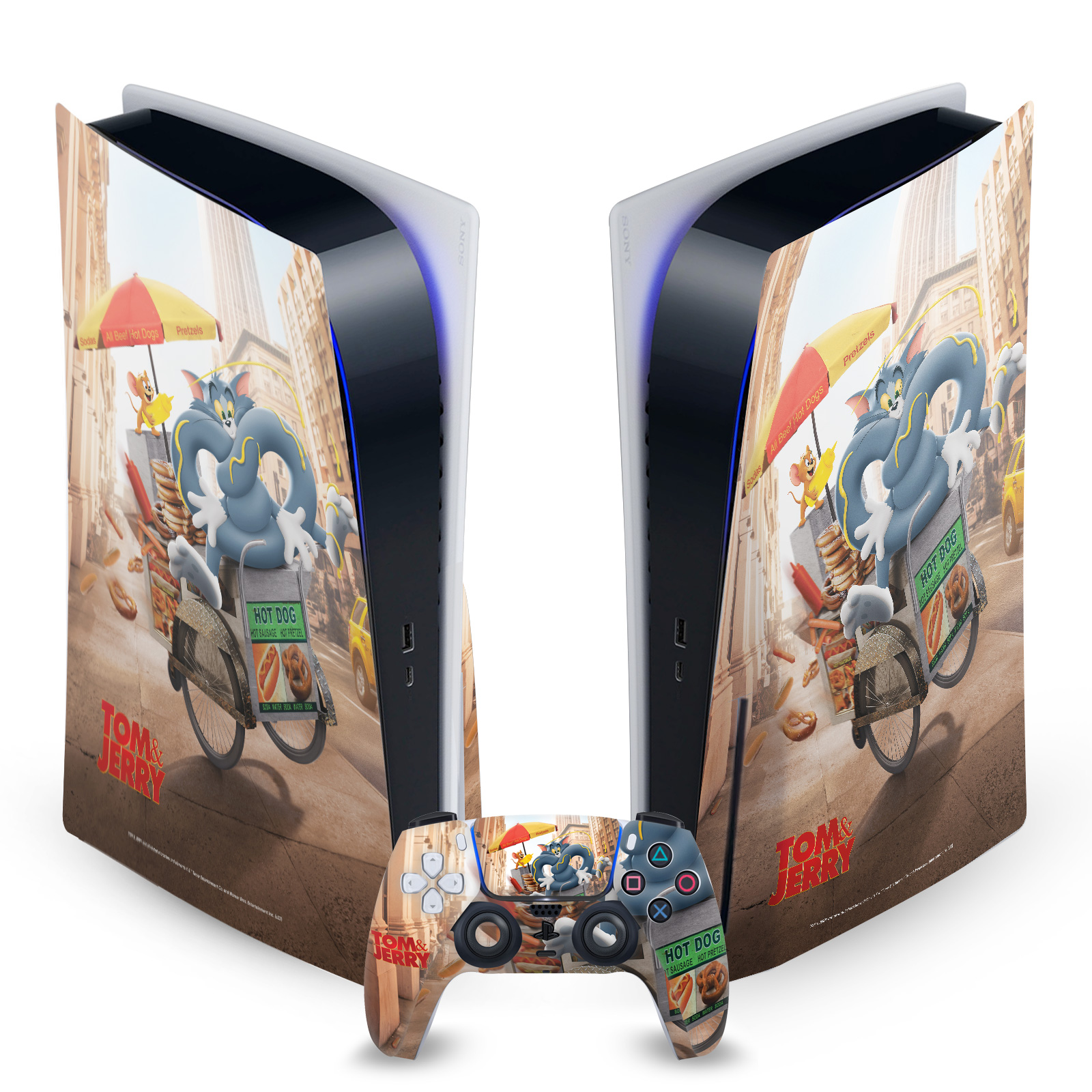 TOM AND JERRY MOVIE (2021) GRAPHICS VINYL SKIN FOR SONY PS5 DISC EDITION BUNDLE