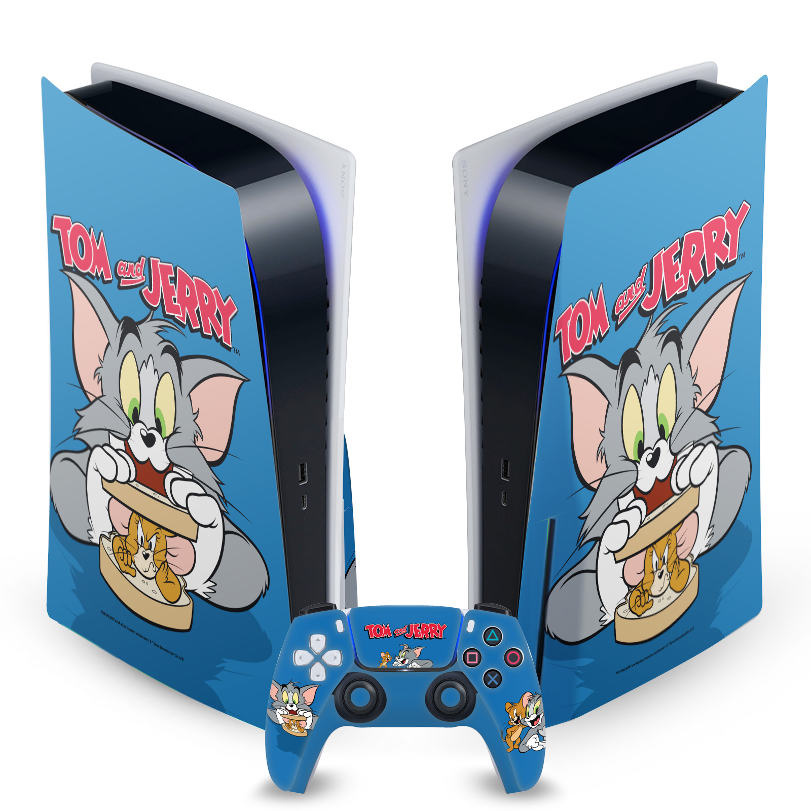 OFFICIAL TOM AND JERRY GRAPHICS VINYL SKIN FOR SONY PS5 DISC EDITION BUNDLE