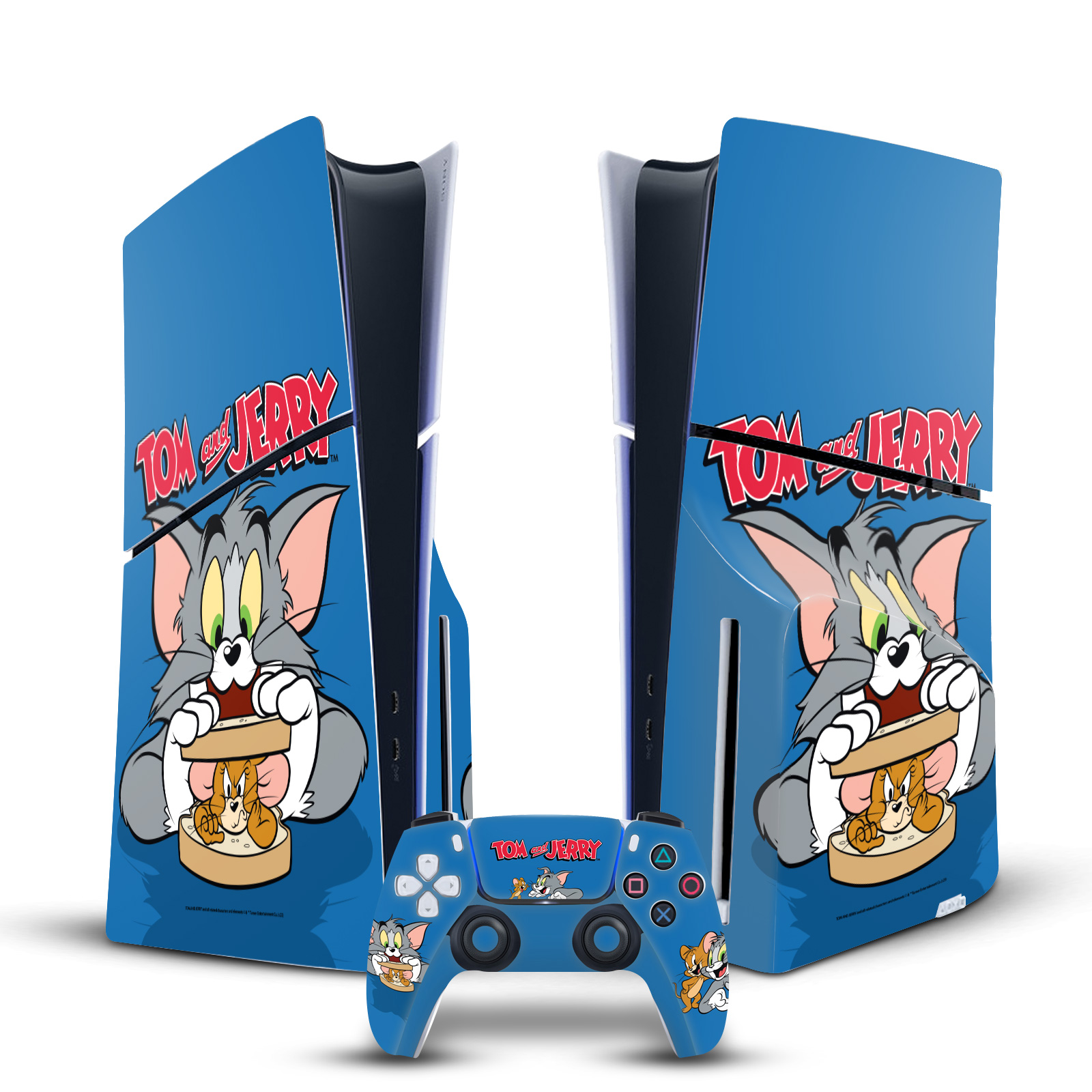 TOM AND JERRY GRAPHICS VINYL SKIN FOR SONY PS5 SLIM DISC CONSOLE & CONTROLLER