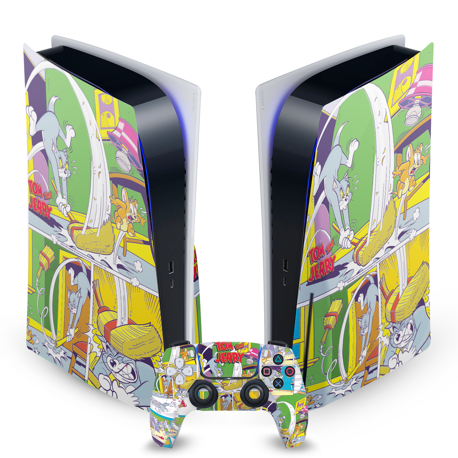 OFFICIAL TOM AND JERRY GRAPHICS VINYL SKIN FOR SONY PS5 DISC EDITION BUNDLE