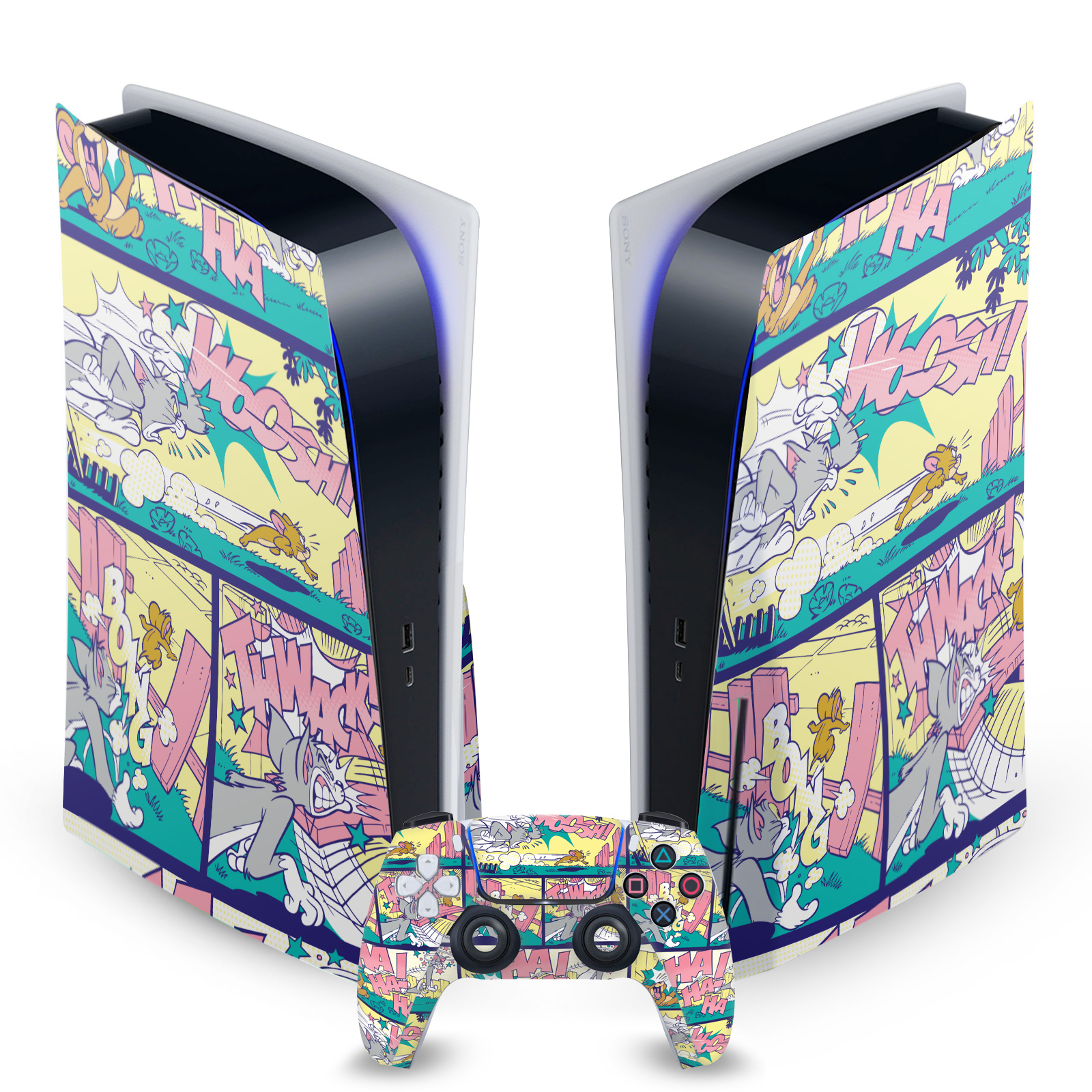 OFFICIAL TOM AND JERRY GRAPHICS VINYL SKIN FOR SONY PS5 DISC EDITION BUNDLE