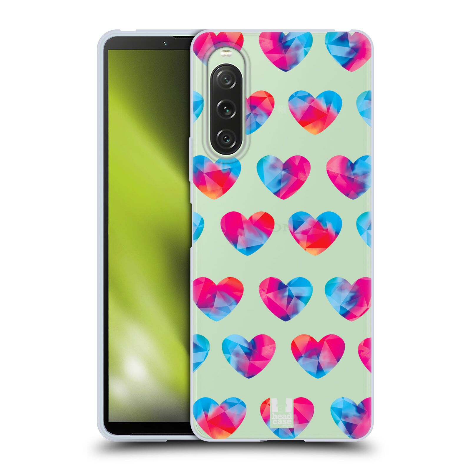 Silikonové pouzdro - Sony Xperia 10 V - Head Case - Srdíčka hrající barvami (Silikonový kryt či obal na mobilní telefon s motivem Srdíčka hrající barvami pro Sony Xperia 10 V)