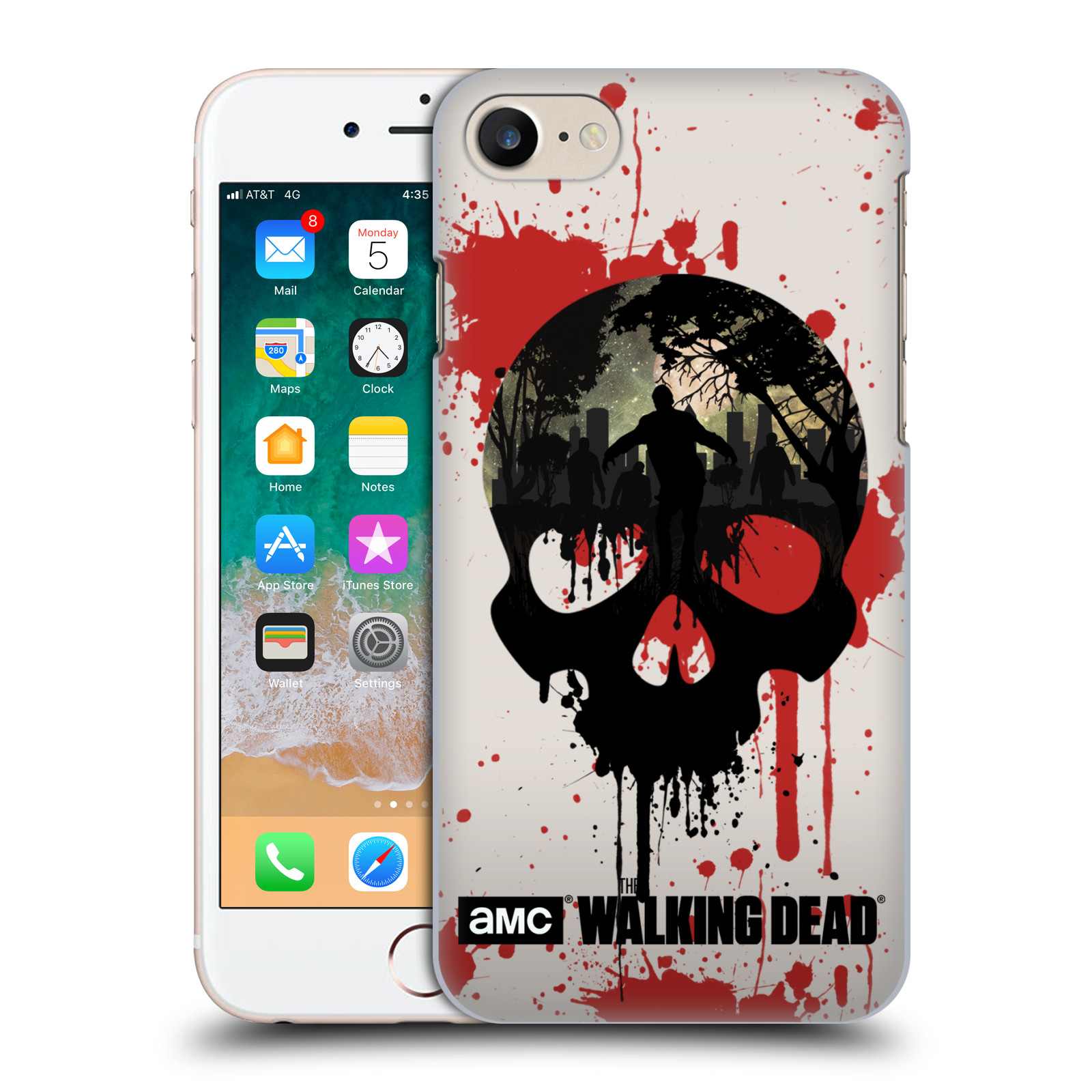 Plastové pouzdro na mobil Apple iPhone 7 HEAD CASE Živí mrtví - Lebka (Plastový kryt či obal na mobilní telefon s licencovaným motivem Živí mrtví / The Walking Dead pro Apple iPhone 7)