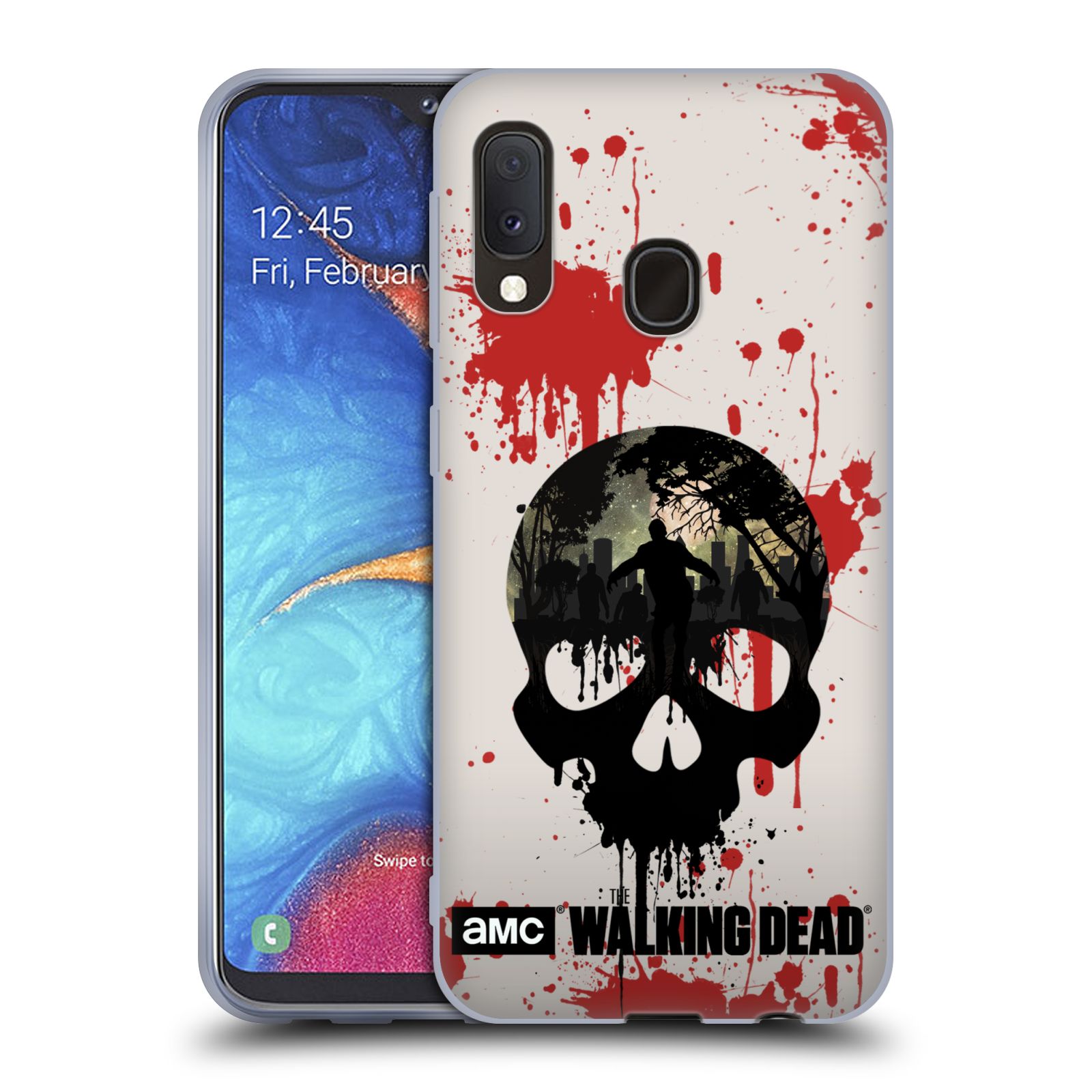 Silikonové pouzdro na mobil Samsung Galaxy A20e - Head Case - Živí mrtví - Lebka (Silikonový kryt, obal, pouzdro na mobilní telefon Samsung Galaxy A20e A202F Dual SIM s motivem Živí mrtví - Lebka)