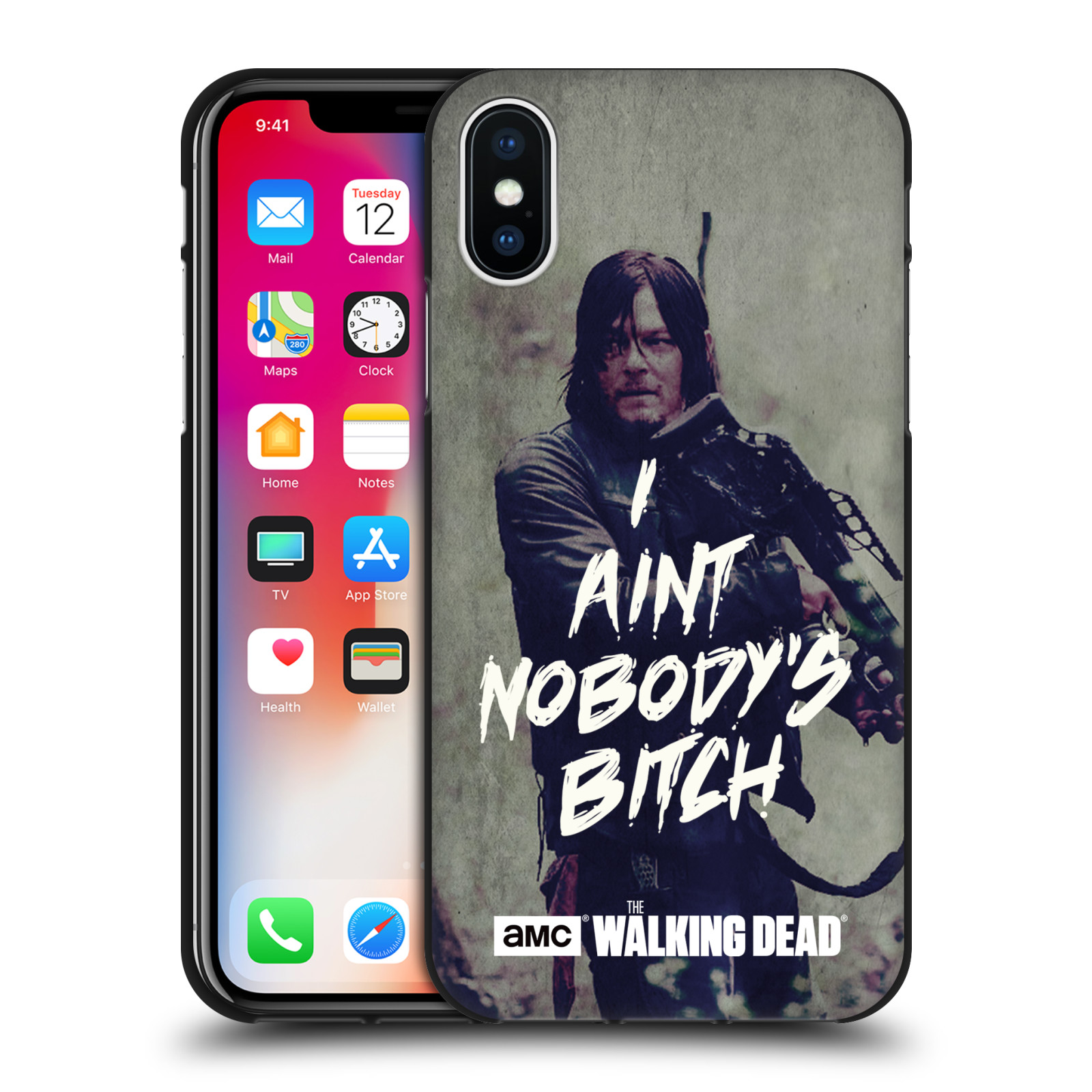 OFFICIAL AMC THE WALKING DEAD TYPOGRAPHY BLACK GEL CASE FOR APPLE iPHONE PHONES - Picture 9 of 21