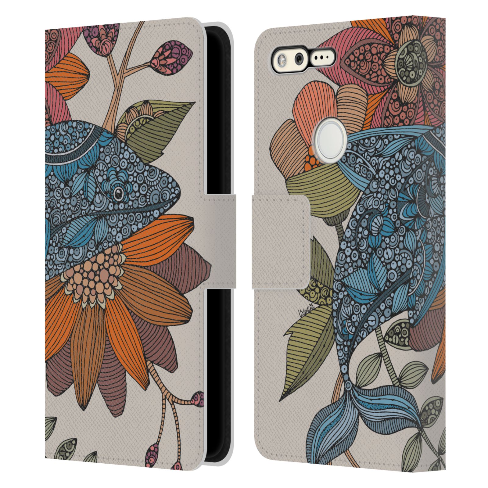 OFFICIAL VALENTINA ANIMALS AND FLORAL LEATHER BOOK WALLET CASE FOR GOOGLE PHONES - Picture 7 of 20