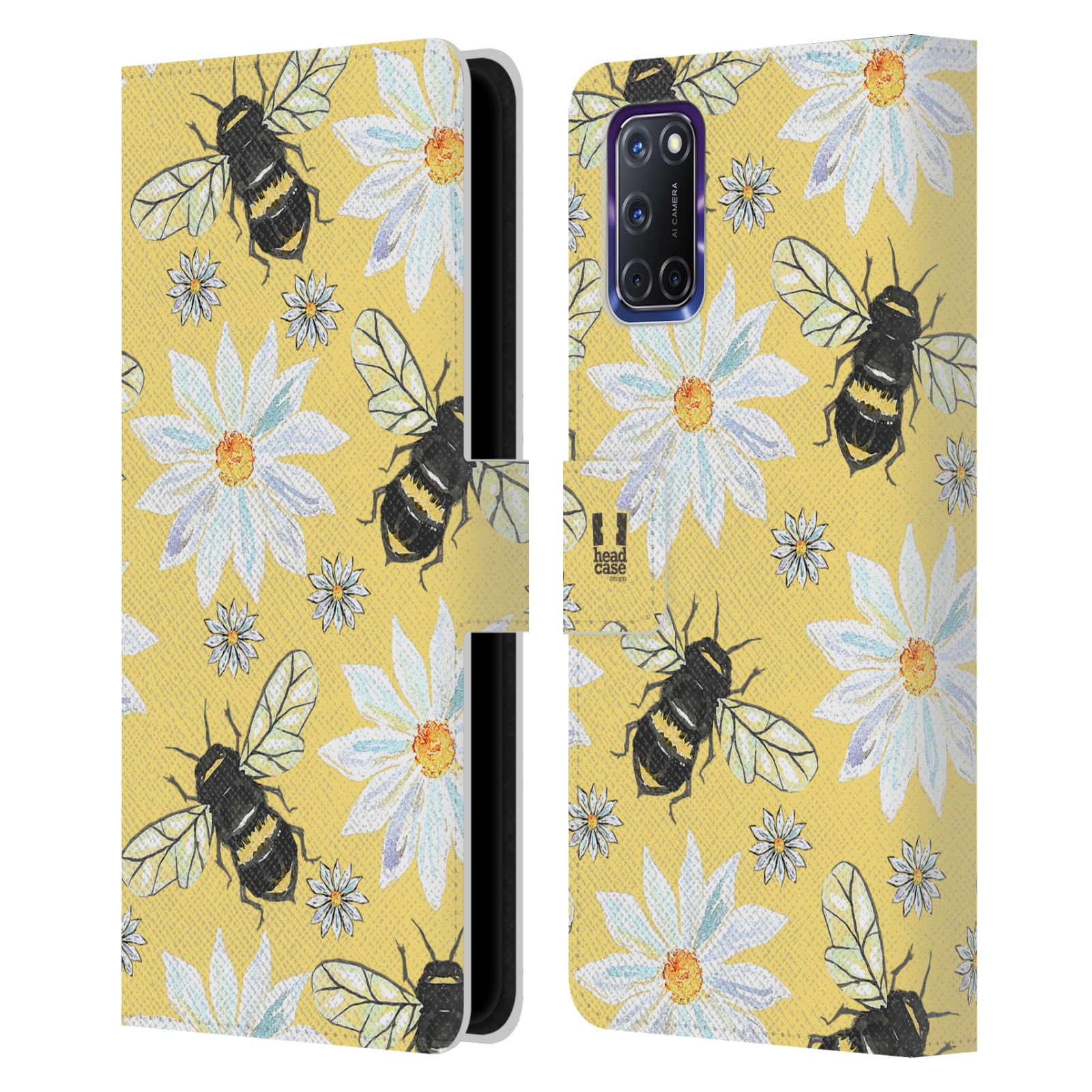Étui Portefeuille Cuir Head Case Designs - Insectes Aquarelle - Pour OPPO (multi-modèles)