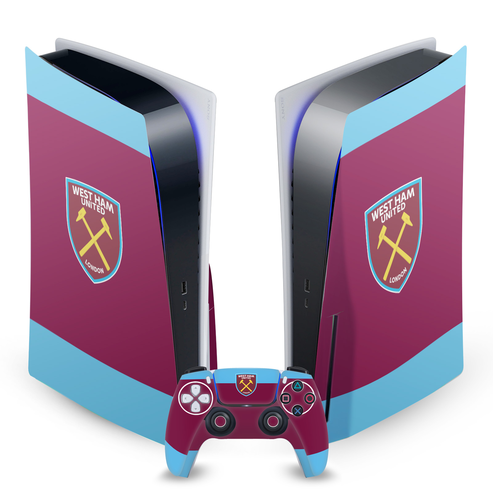 OFFICIAL WEST HAM UNITED FC ART VINYL SKIN FOR SONY PS5 DISC EDITION BUNDLE