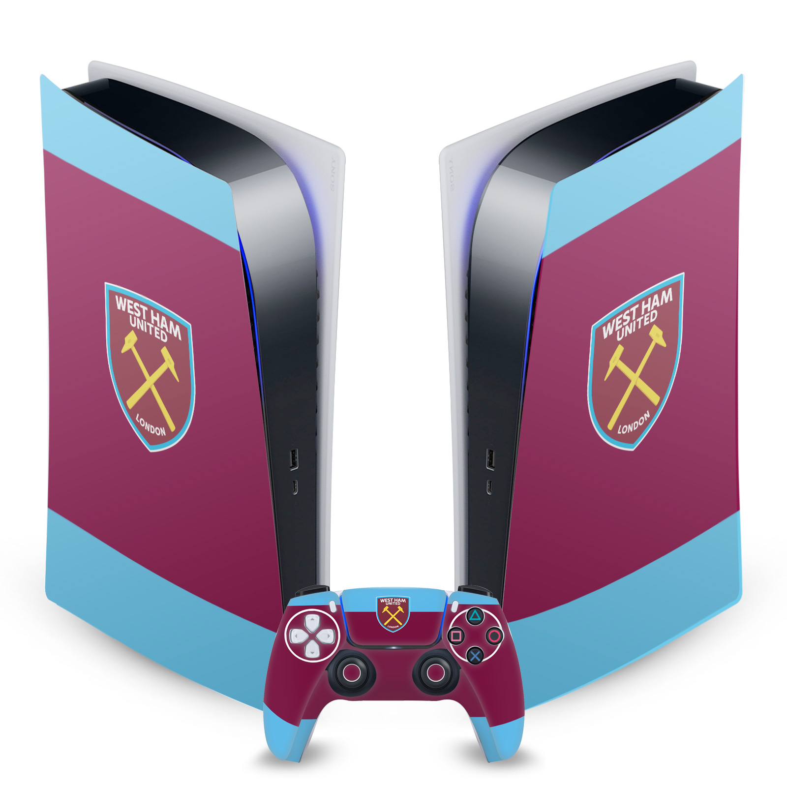 OFFICIAL WEST HAM UNITED FC ART VINYL SKIN FOR SONY PS5 DIGITAL EDITION BUNDLE