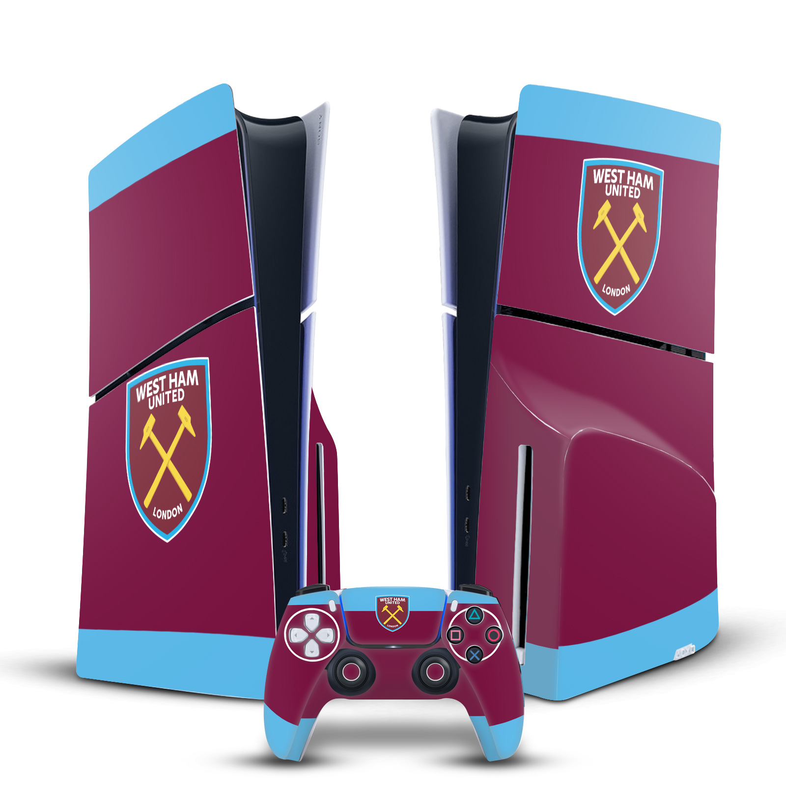 OFFICIAL WEST HAM UNITED FC ART VINYL SKIN FOR SONY PS5 SLIM DISC EDITION BUNDLE