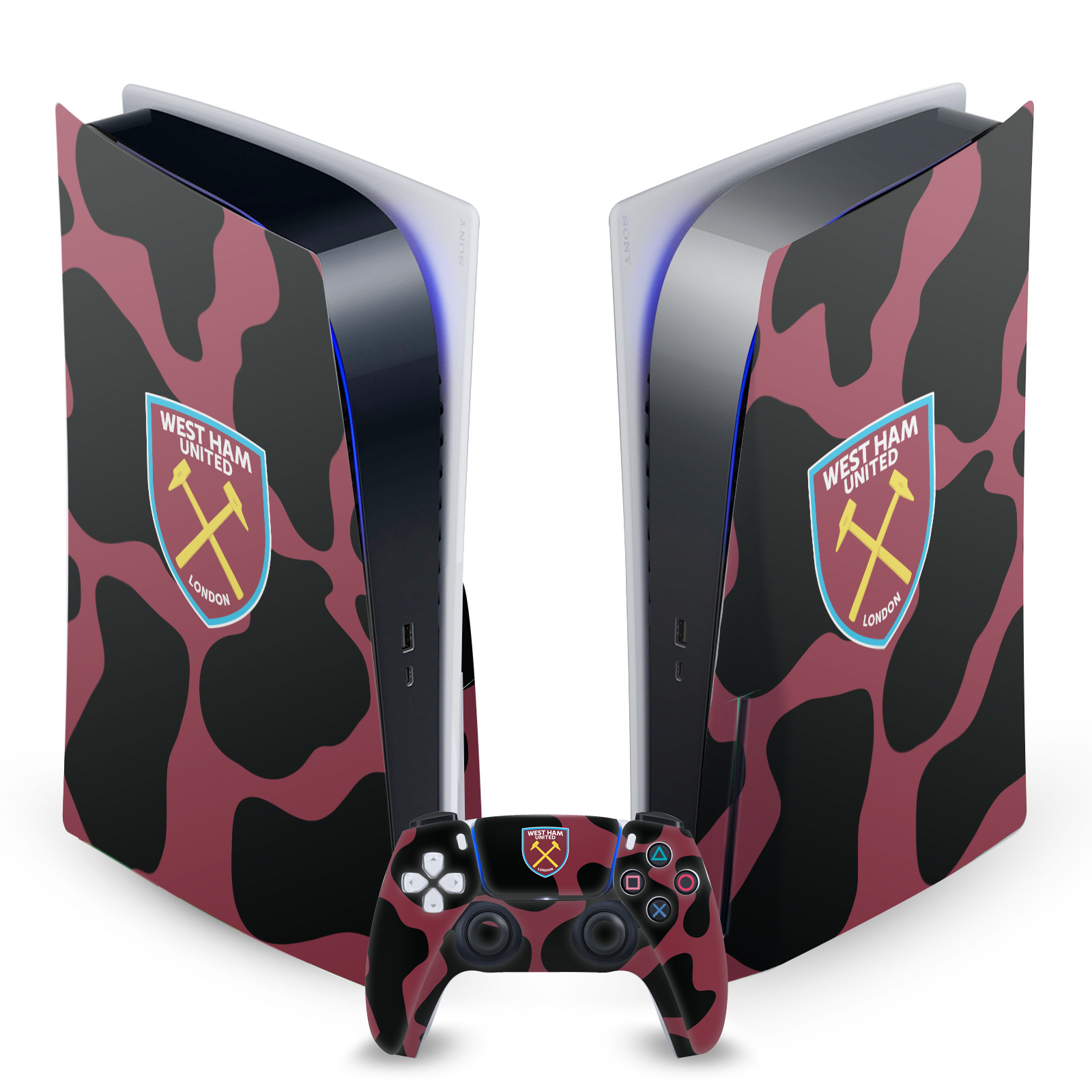 OFFICIAL WEST HAM UNITED FC ART VINYL SKIN FOR SONY PS5 DISC EDITION BUNDLE