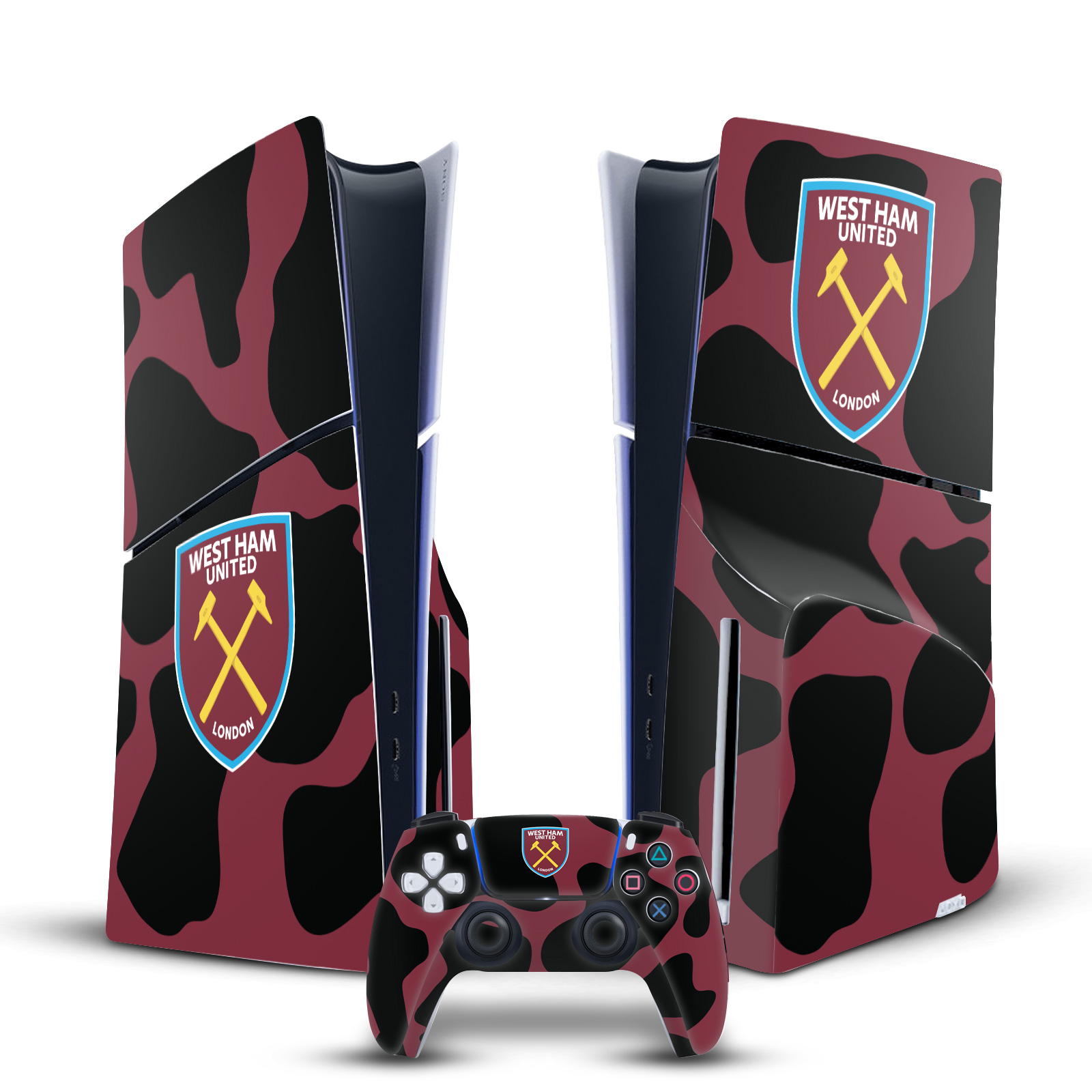 OFFICIAL WEST HAM UNITED FC ART VINYL SKIN FOR SONY PS5 SLIM DISC EDITION BUNDLE