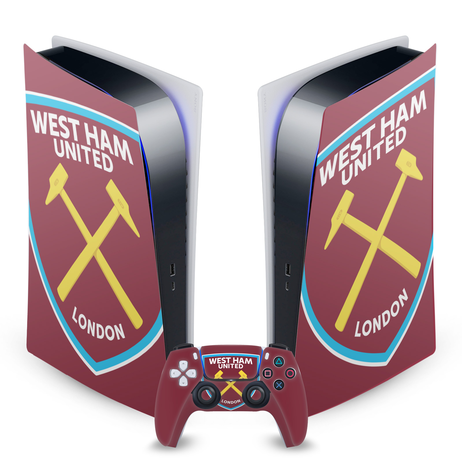 OFFICIAL WEST HAM UNITED FC ART VINYL SKIN FOR SONY PS5 DIGITAL EDITION BUNDLE