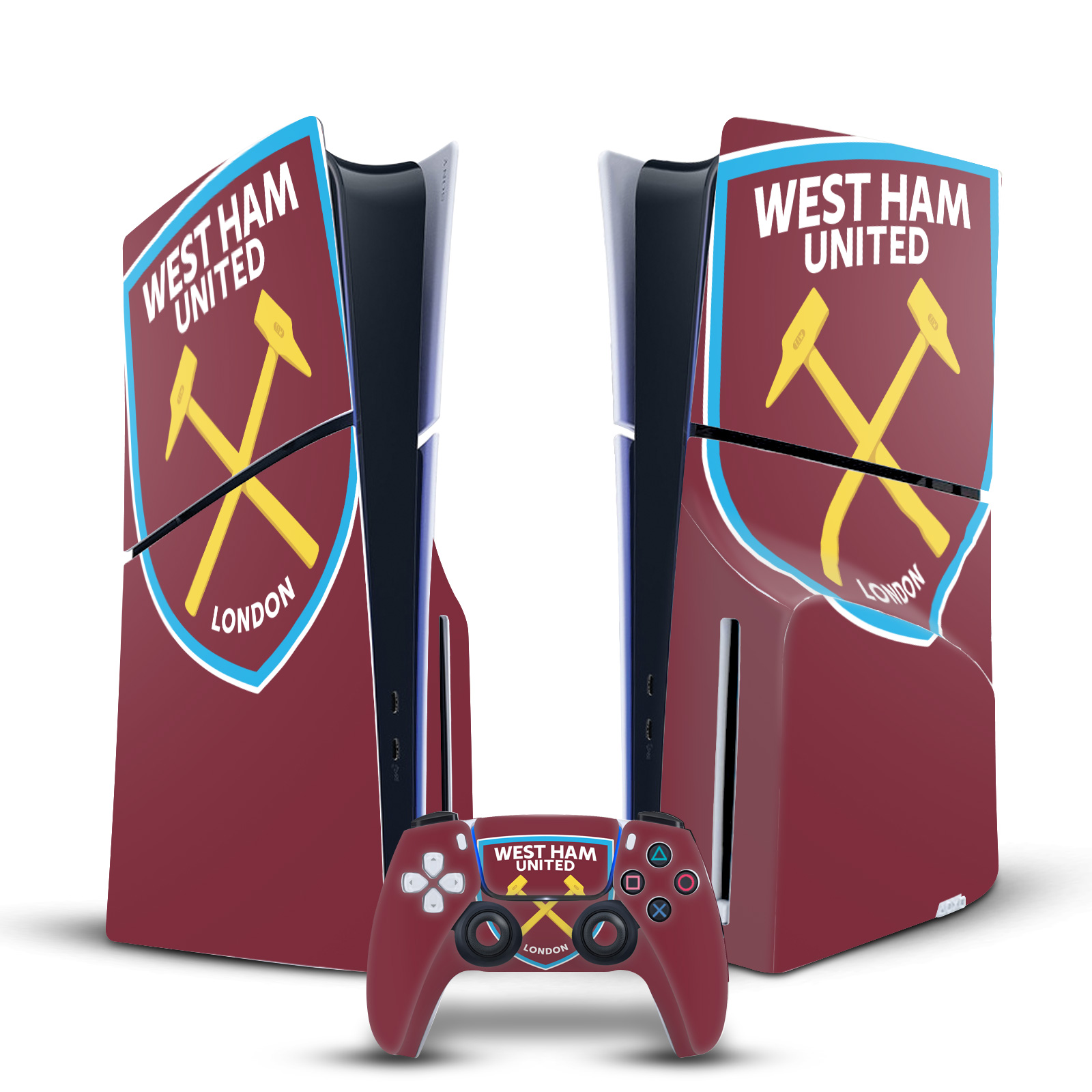 OFFICIAL WEST HAM UNITED FC ART VINYL SKIN FOR SONY PS5 SLIM DISC EDITION BUNDLE