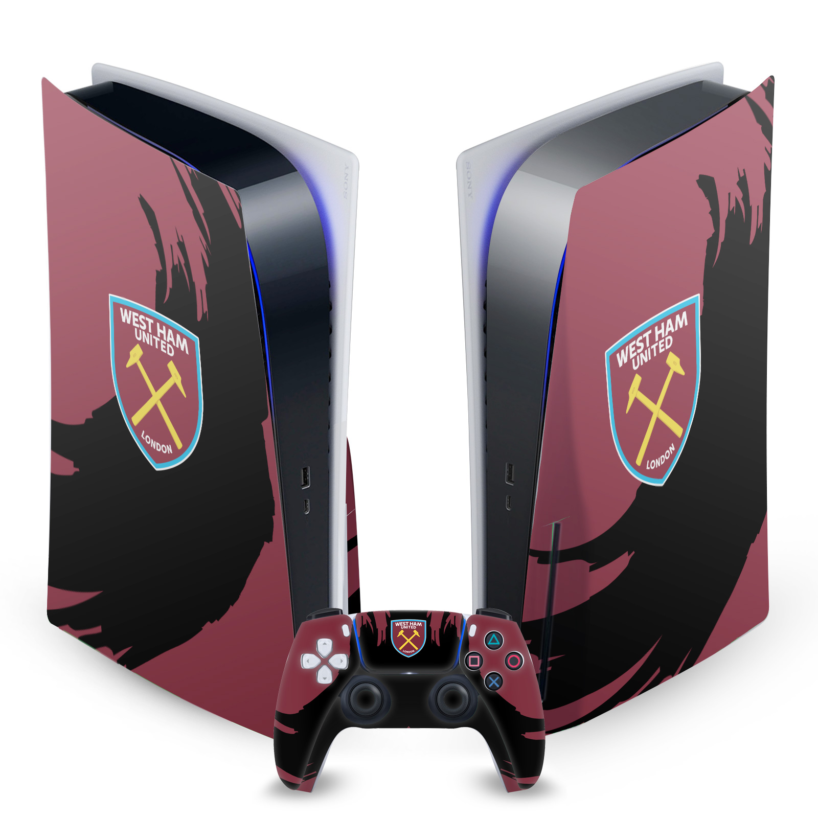 OFFICIAL WEST HAM UNITED FC ART VINYL SKIN FOR SONY PS5 DISC EDITION BUNDLE