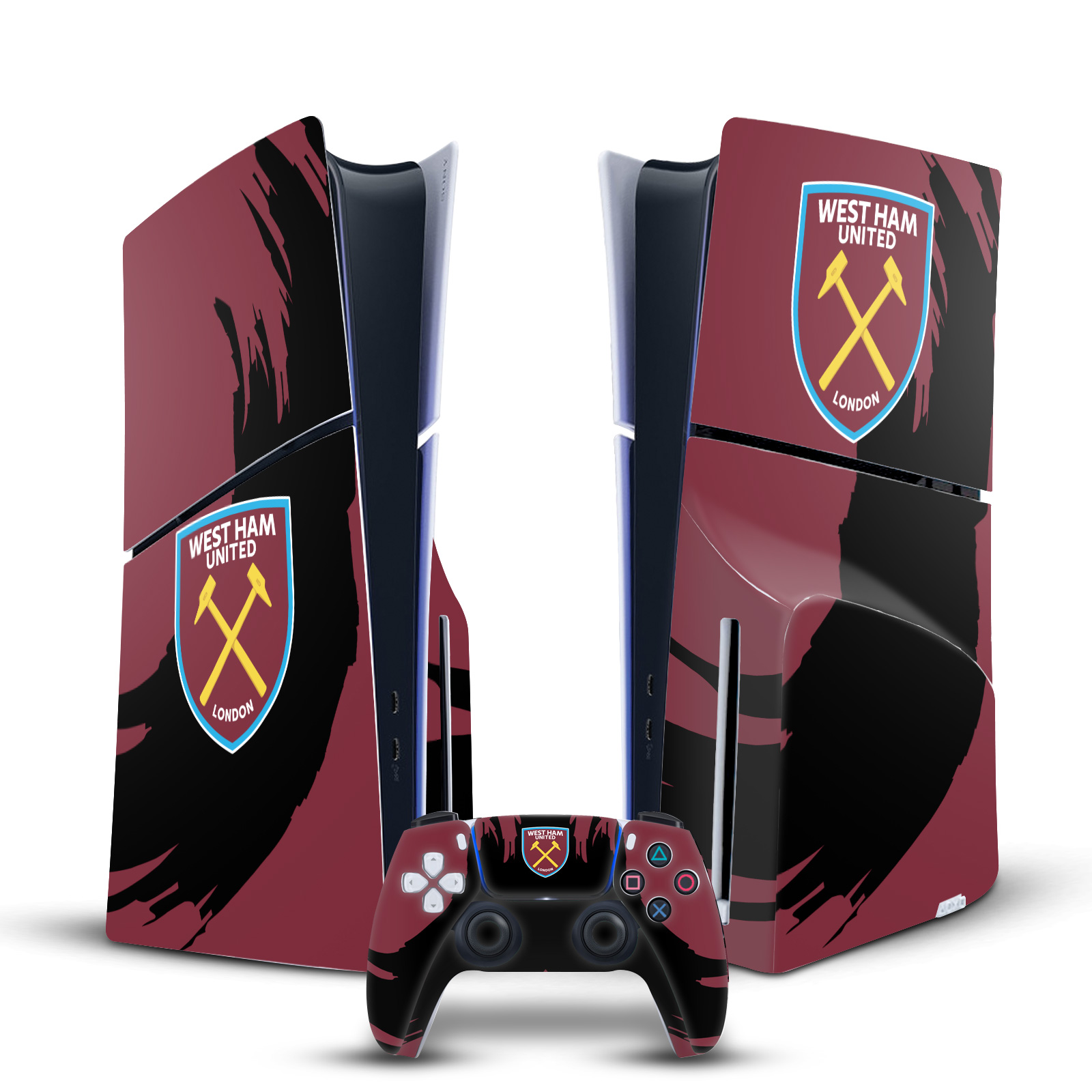 OFFICIAL WEST HAM UNITED FC ART VINYL SKIN FOR SONY PS5 SLIM DISC EDITION BUNDLE