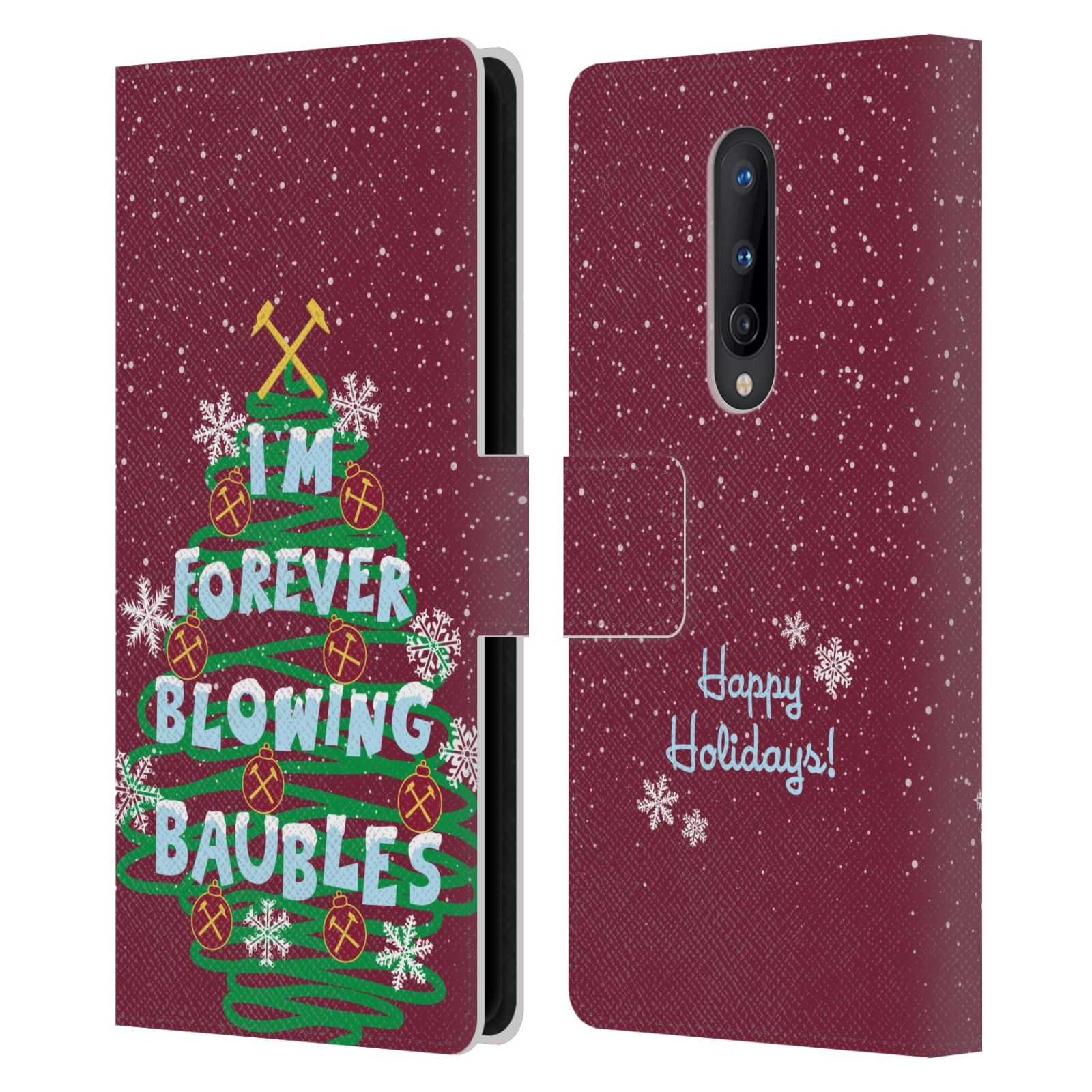 OFFICIAL WEST HAM UNITED FC CHRISTMAS LEATHER BOOK CASE FOR ONEPLUS PHONES - Picture 9 of 11
