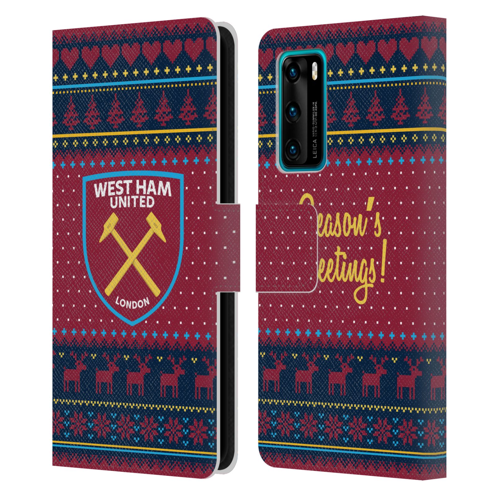 FUNDA OFICIAL DE LA BILLETERA DEL LIBRO DE CUERO NAVIDEÑO DEL WEST HAM UNITED FC PARA TELÉFONOS HUAWEI - Imagen 8 de 11