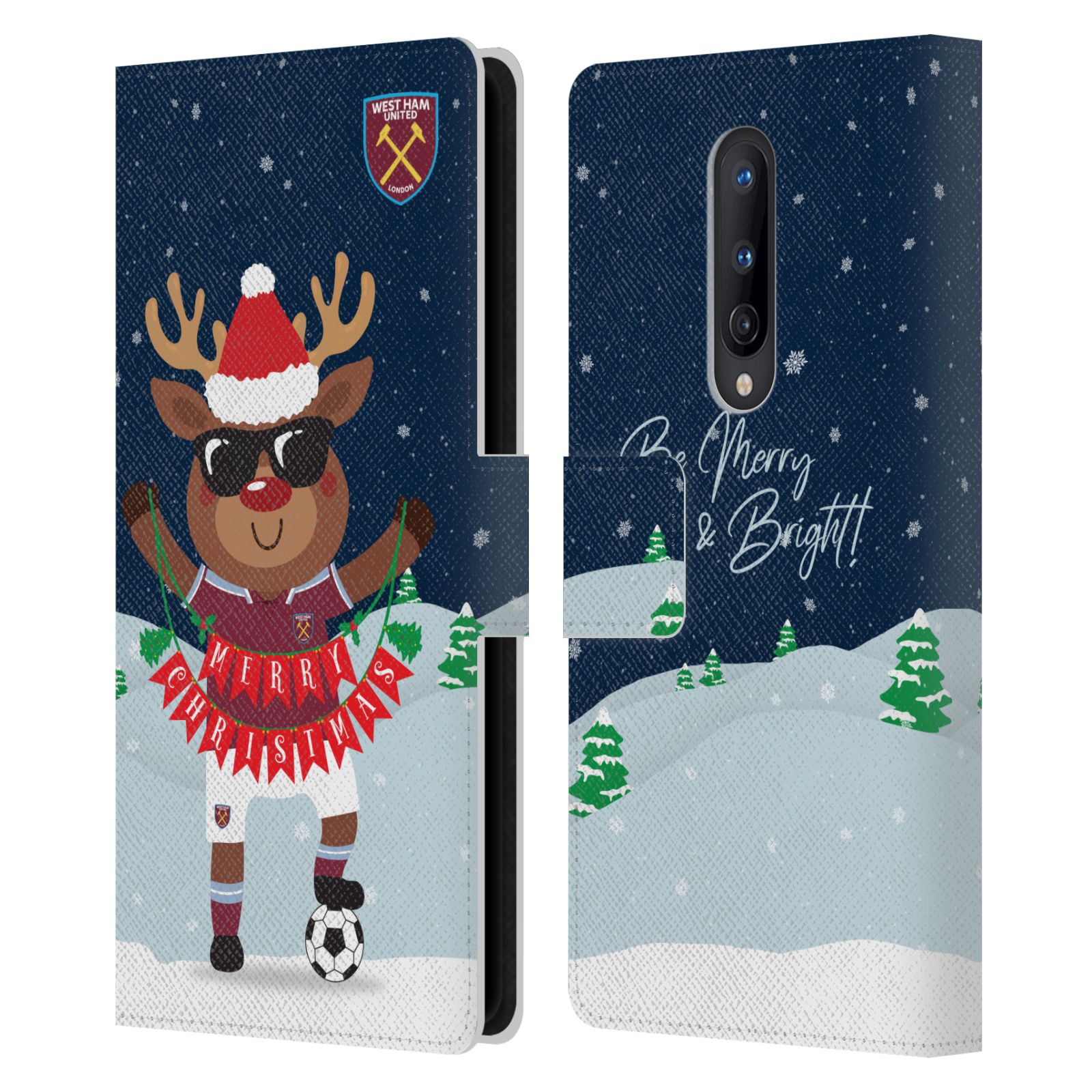 OFFICIAL WEST HAM UNITED FC CHRISTMAS LEATHER BOOK CASE FOR ONEPLUS PHONES - Picture 10 of 11