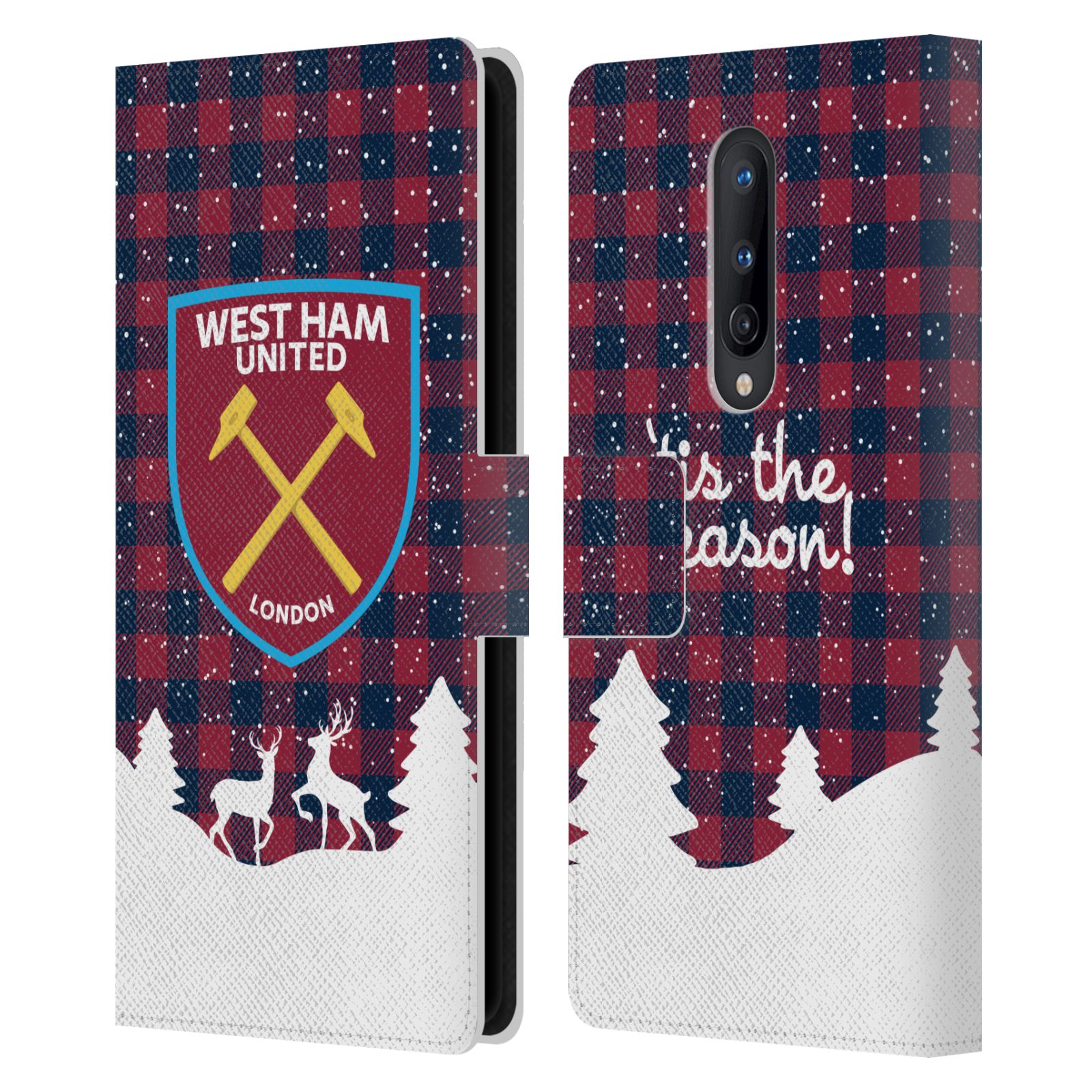 OFFICIAL WEST HAM UNITED FC CHRISTMAS LEATHER BOOK CASE FOR ONEPLUS PHONES - Picture 11 of 11