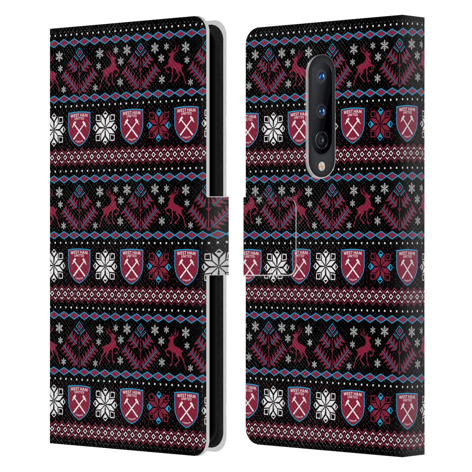 OFFICIAL WEST HAM UNITED FC CHRISTMAS LEATHER BOOK CASE FOR ONEPLUS PHONES - Picture 7 of 11