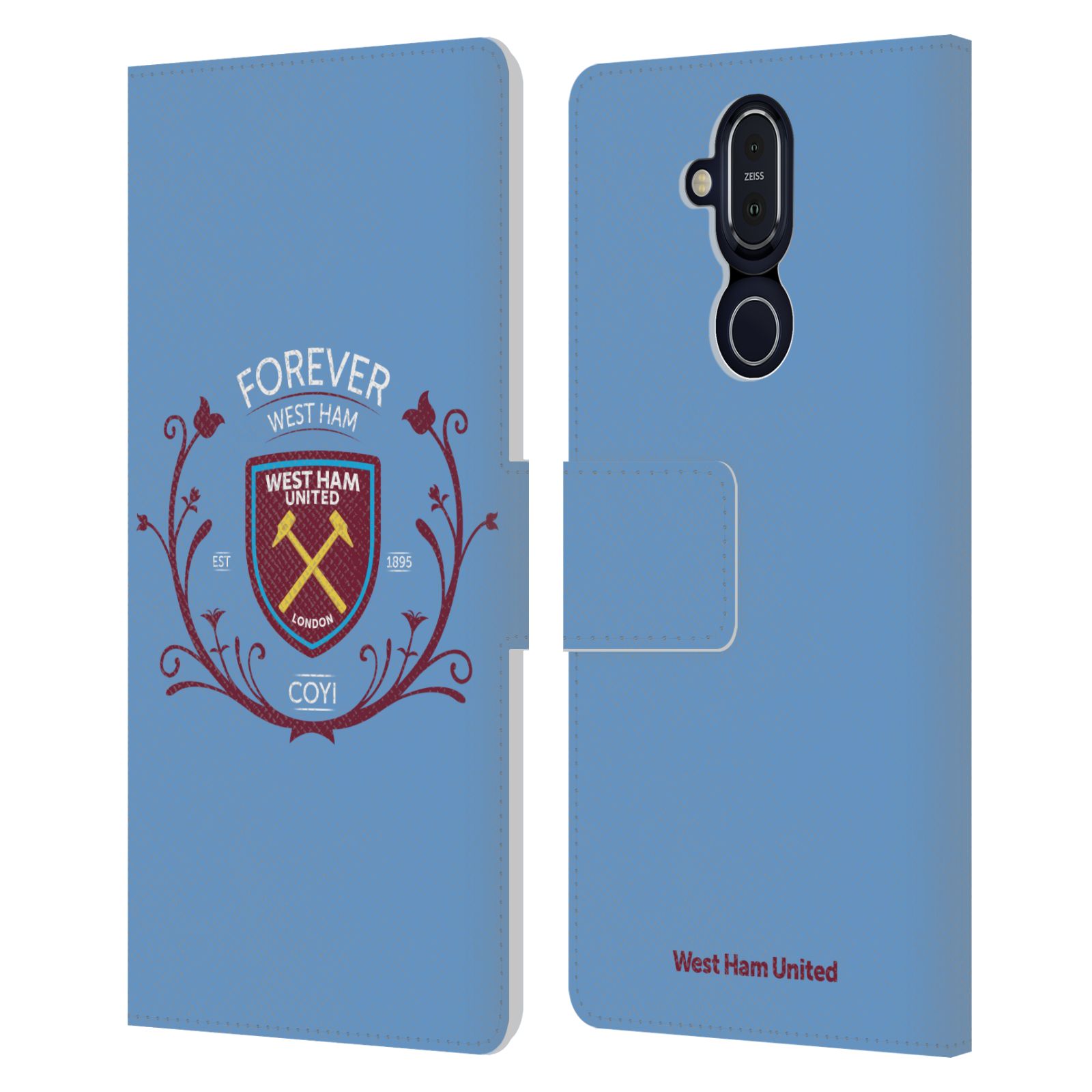 OFFICIAL WEST HAM UNITED FC CREST GRAPHICS LEATHER BOOK CASE FOR NOKIA PHONES - Picture 8 of 15