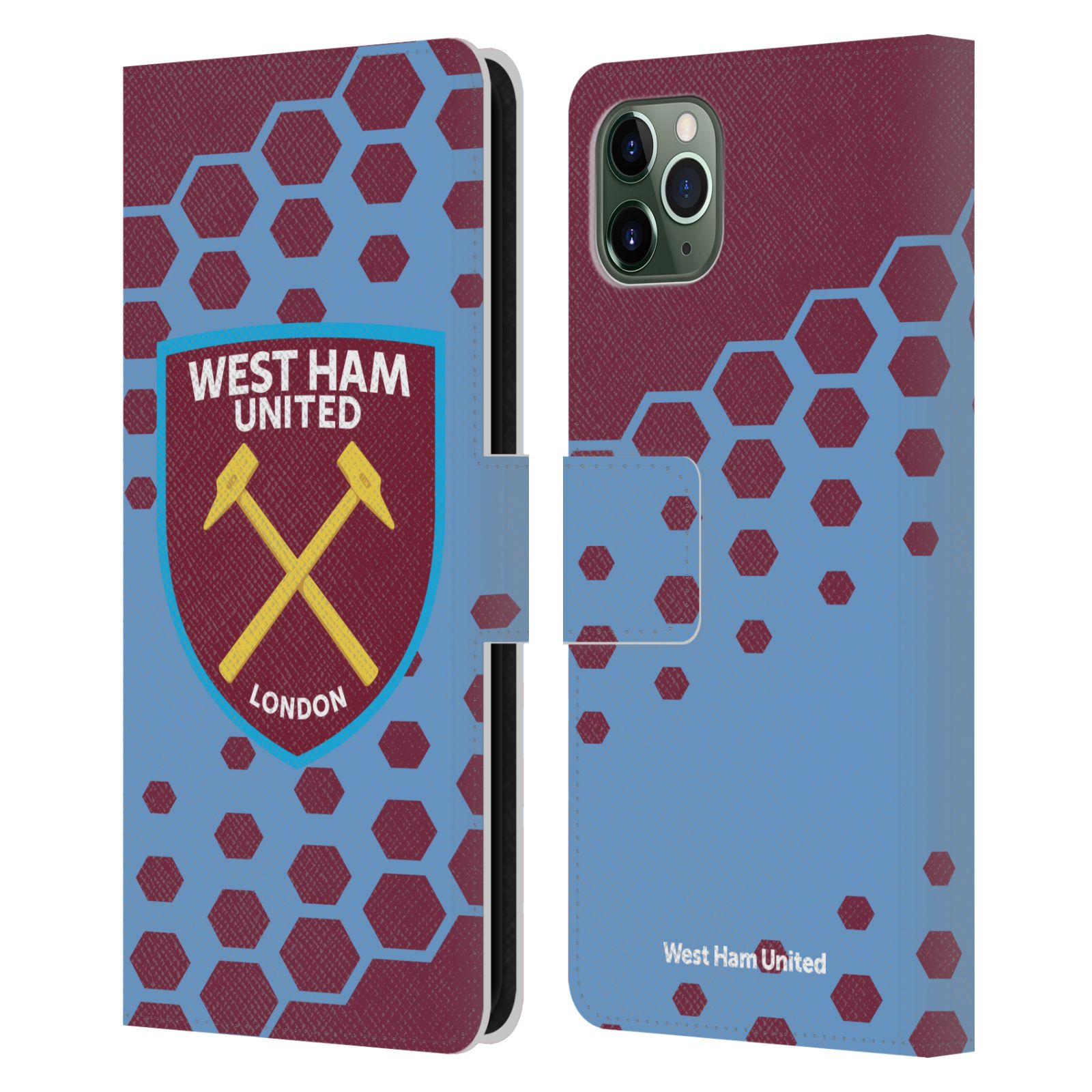 Official West Ham United FC Farewell Boleyn Gate Retro Crest Leather Book Wallet Case Cover Compatible For iPhone 7 Plus/iPhone 8 Plus